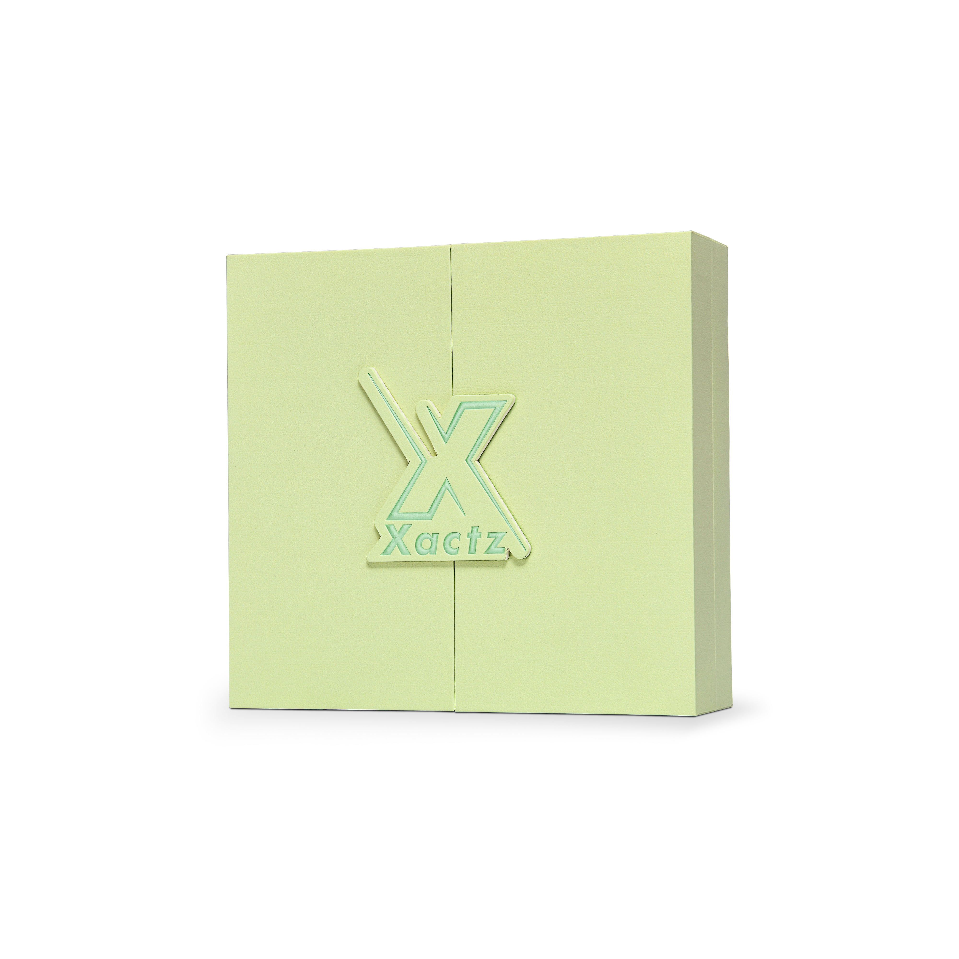 Boîte clapet de luxe personnalisée verte avec insert en carton estampé or