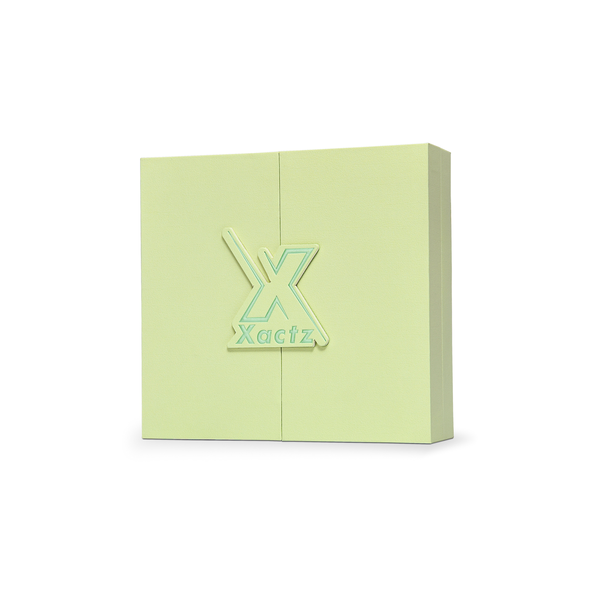 Boîte clapet de luxe personnalisée verte avec insert en carton estampé or