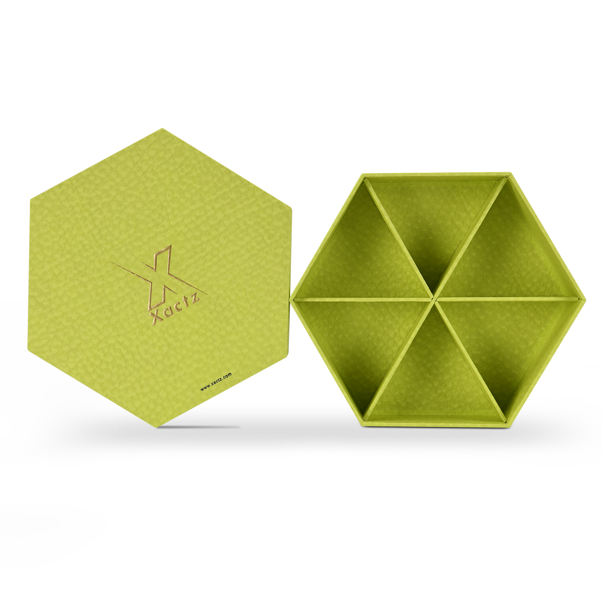 Luxury Custom Hexagonal Lid Base Box Six Compartment Green Packaging
