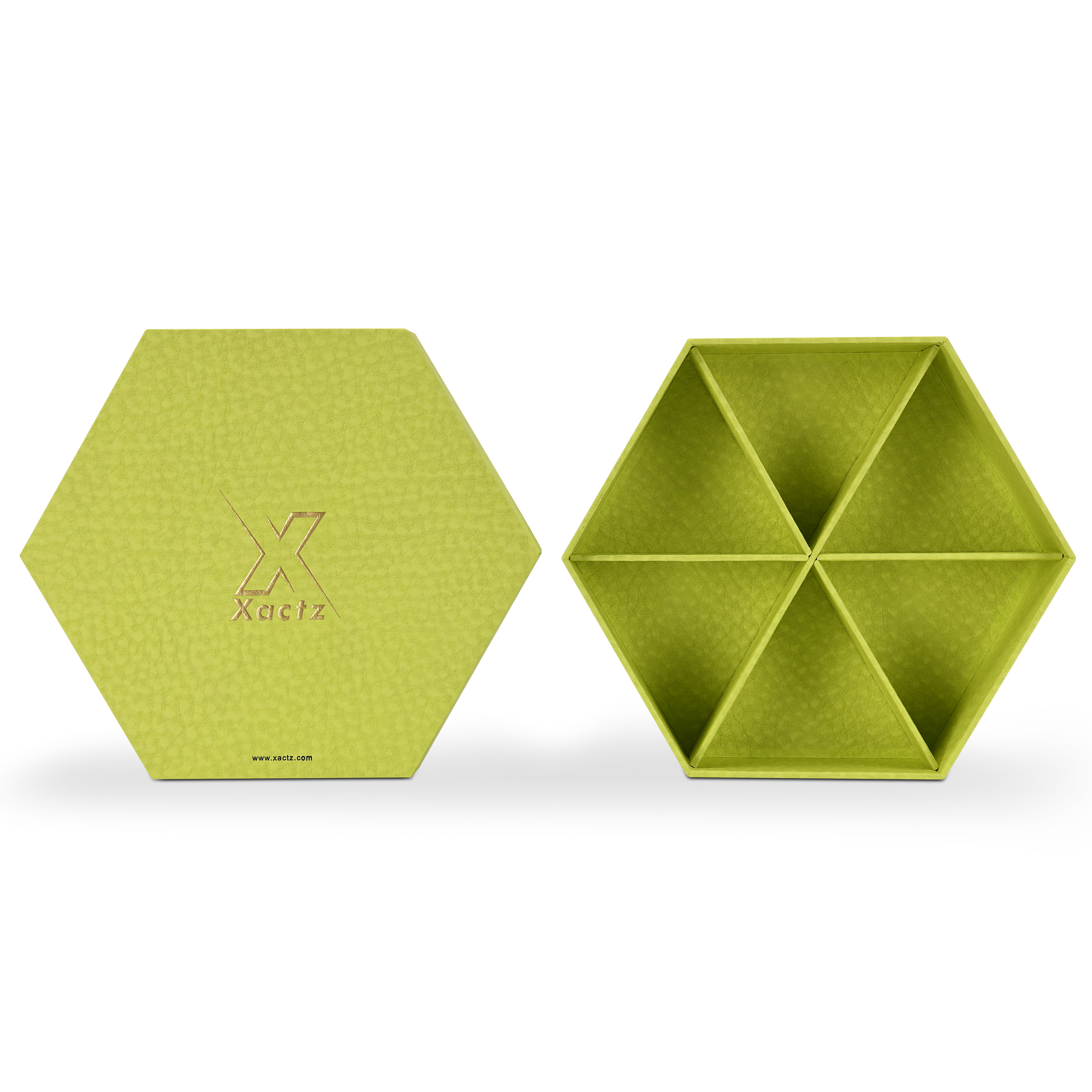 Luxury Custom Hexagonal Lid Base Box Six Compartment Green Packaging