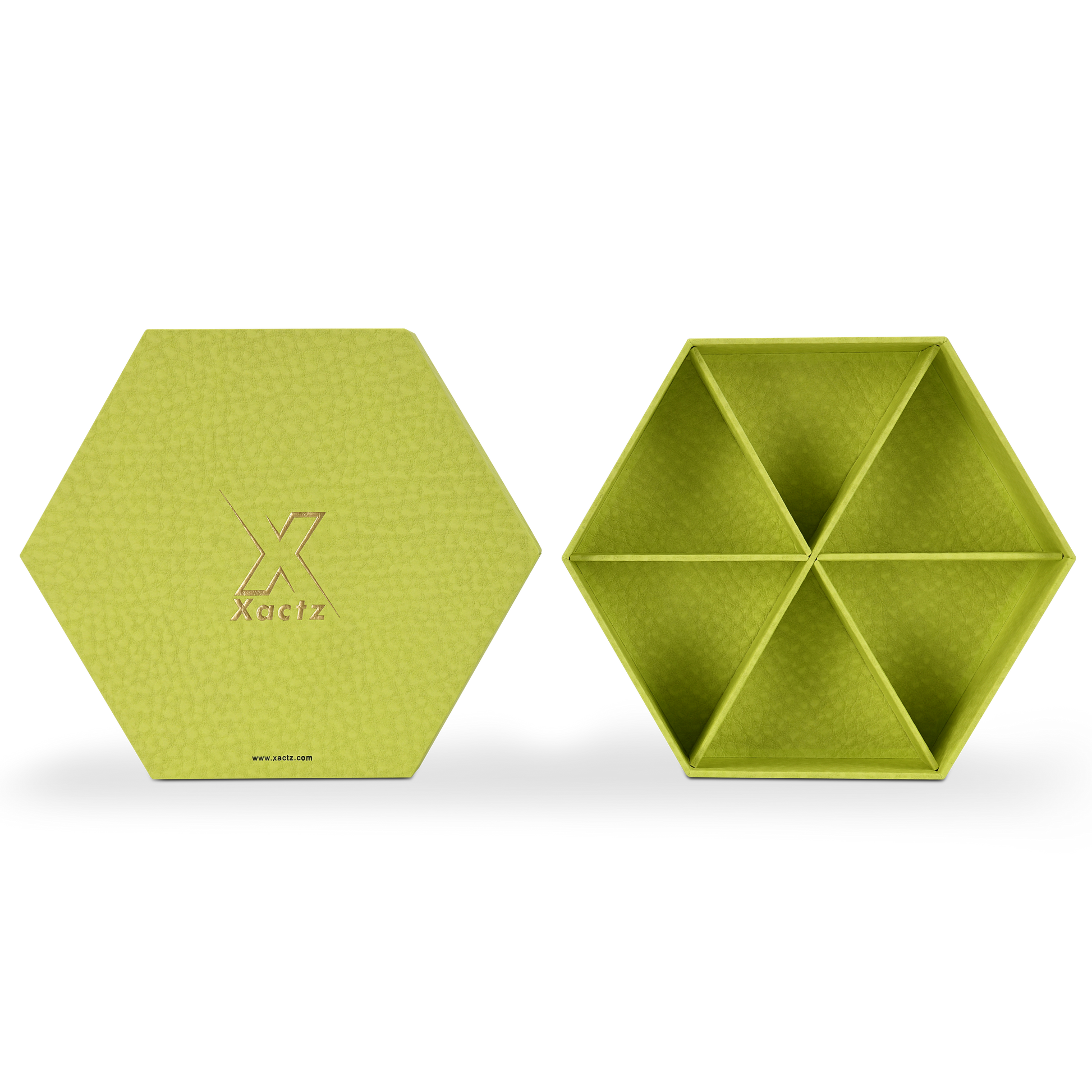Luxury Custom Hexagonal Lid Base Box Six Compartment Green Packaging