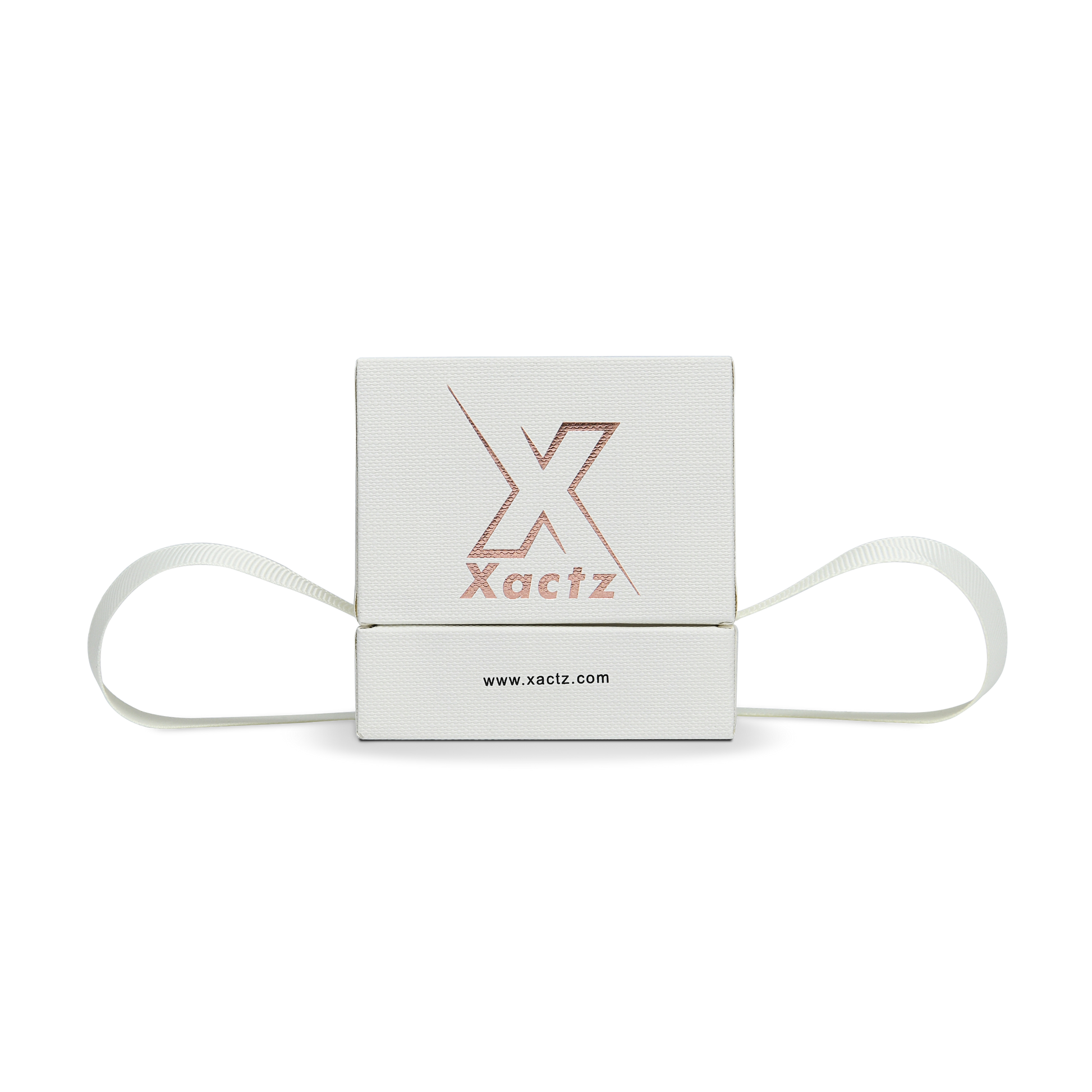 Premium Off-White Gold Hot Stamped Rigid Lid and Base Gift Box with Ribbon Closure