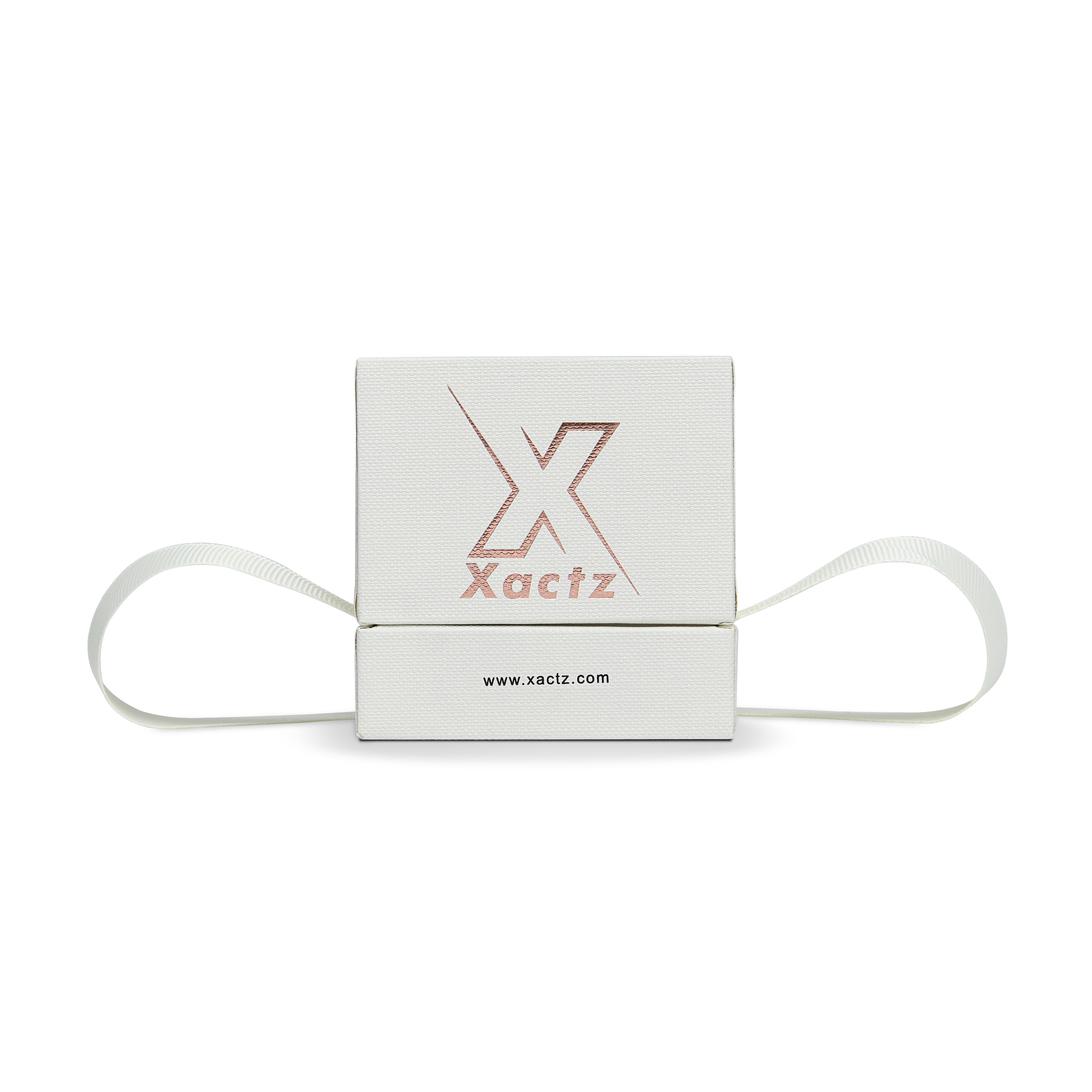 Premium Off-White Gold Hot Stamped Rigid Lid and Base Gift Box with Ribbon Closure