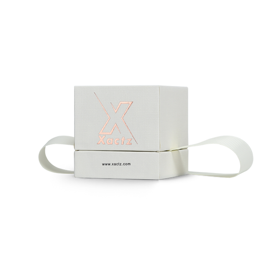 Premium Off-White Gold Hot Stamped Rigid Lid and Base Gift Box with Ribbon Closure