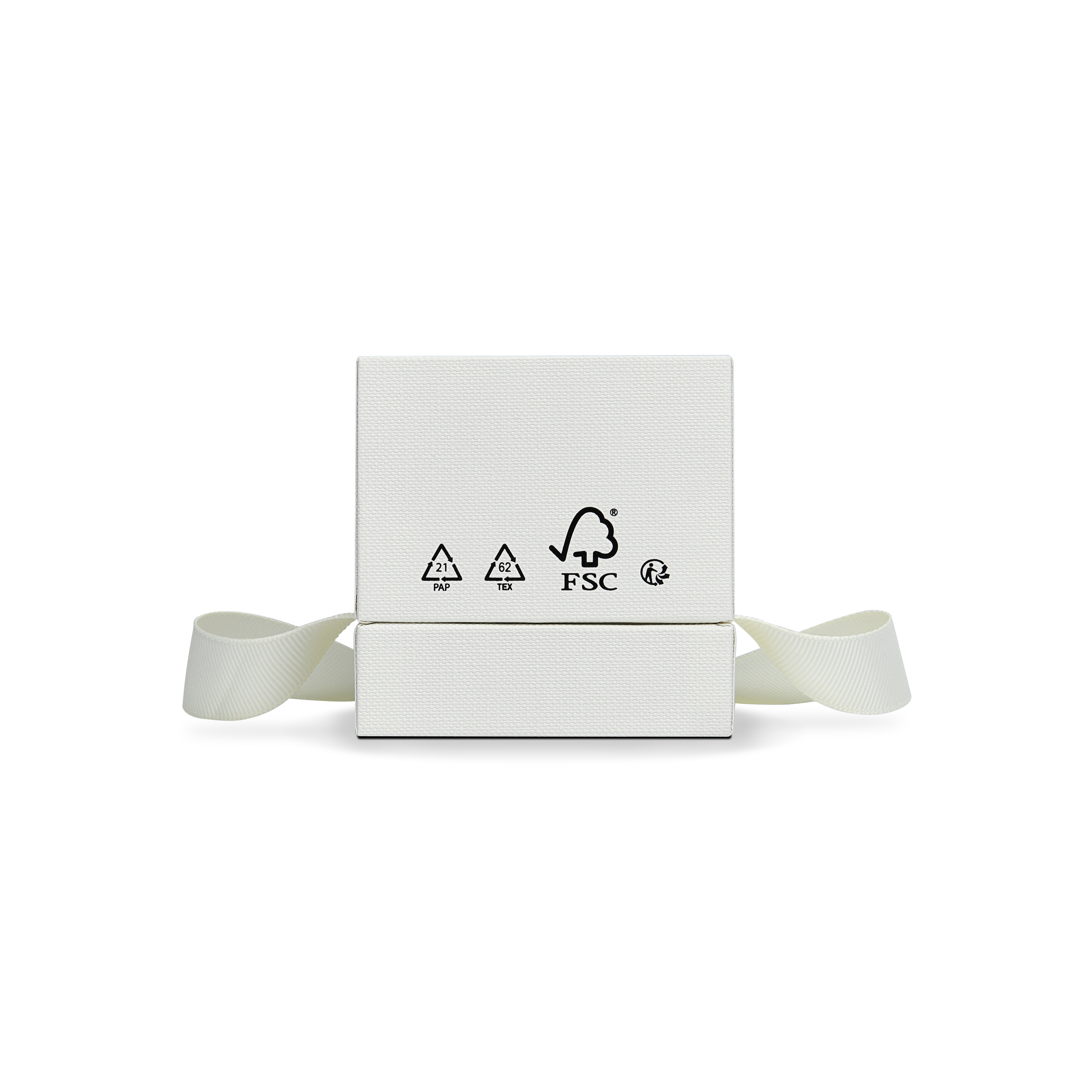 Premium Off-White Gold Hot Stamped Rigid Lid and Base Gift Box with Ribbon Closure