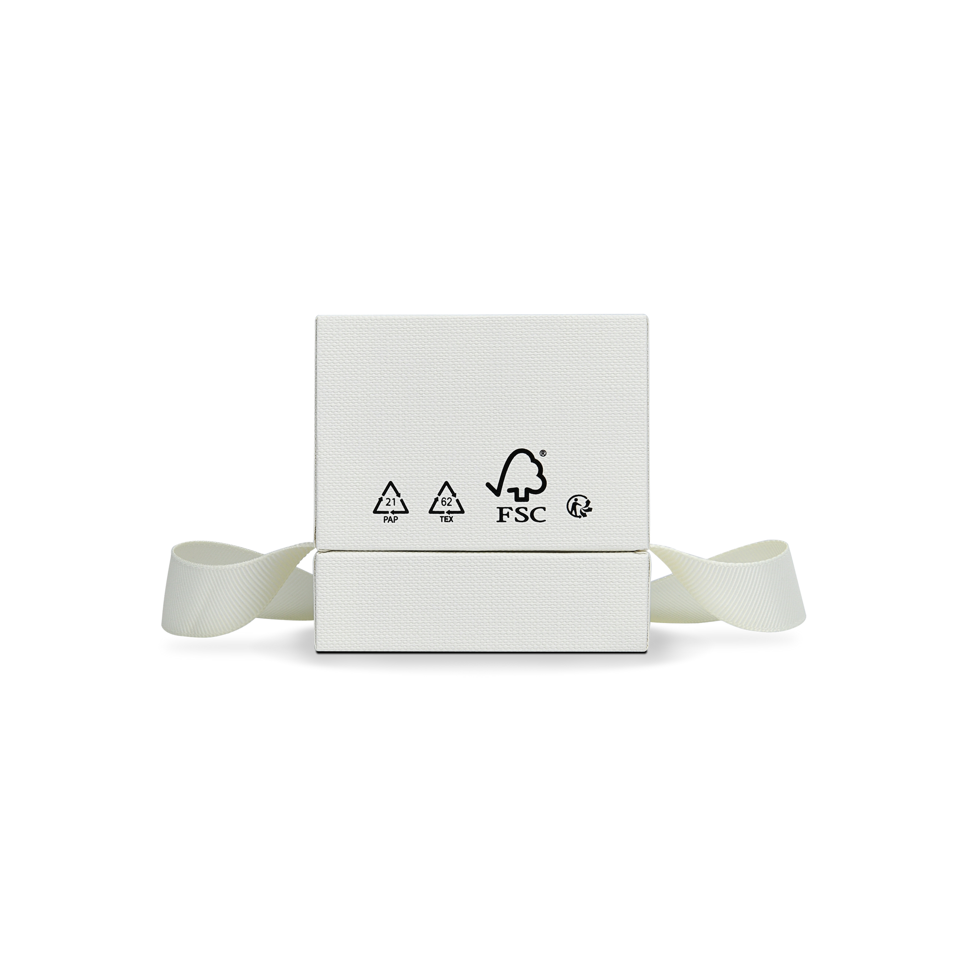 Premium Off-White Gold Hot Stamped Rigid Lid and Base Gift Box with Ribbon Closure