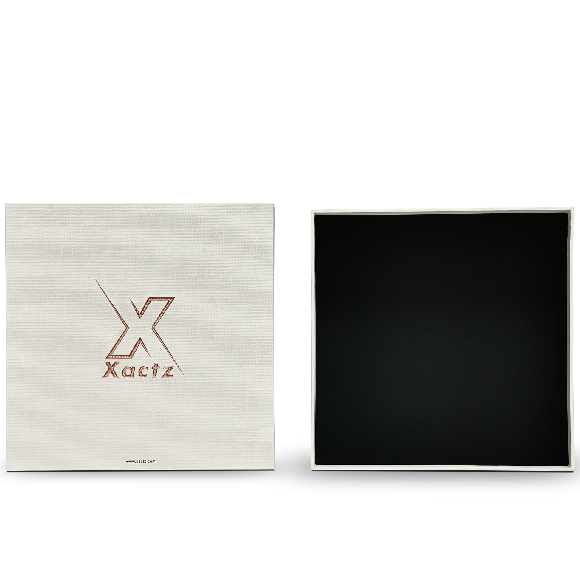 Premium Off-White Rose Gold Embossed Hot Stamped Lid and Base Luxury Gift Box