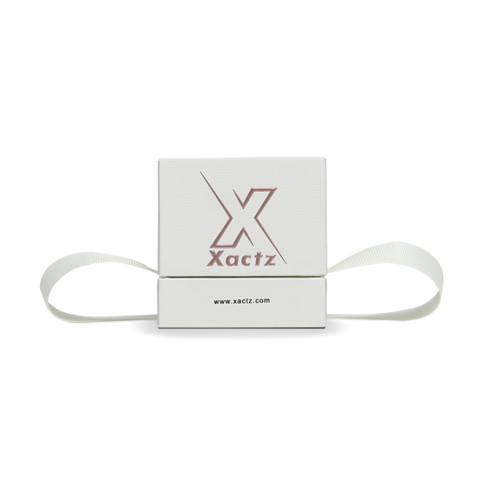 Premium Off-White Rose Gold Embossed Hot Stamped Rigid Lid and Base Gift Box with Ribbon Closure