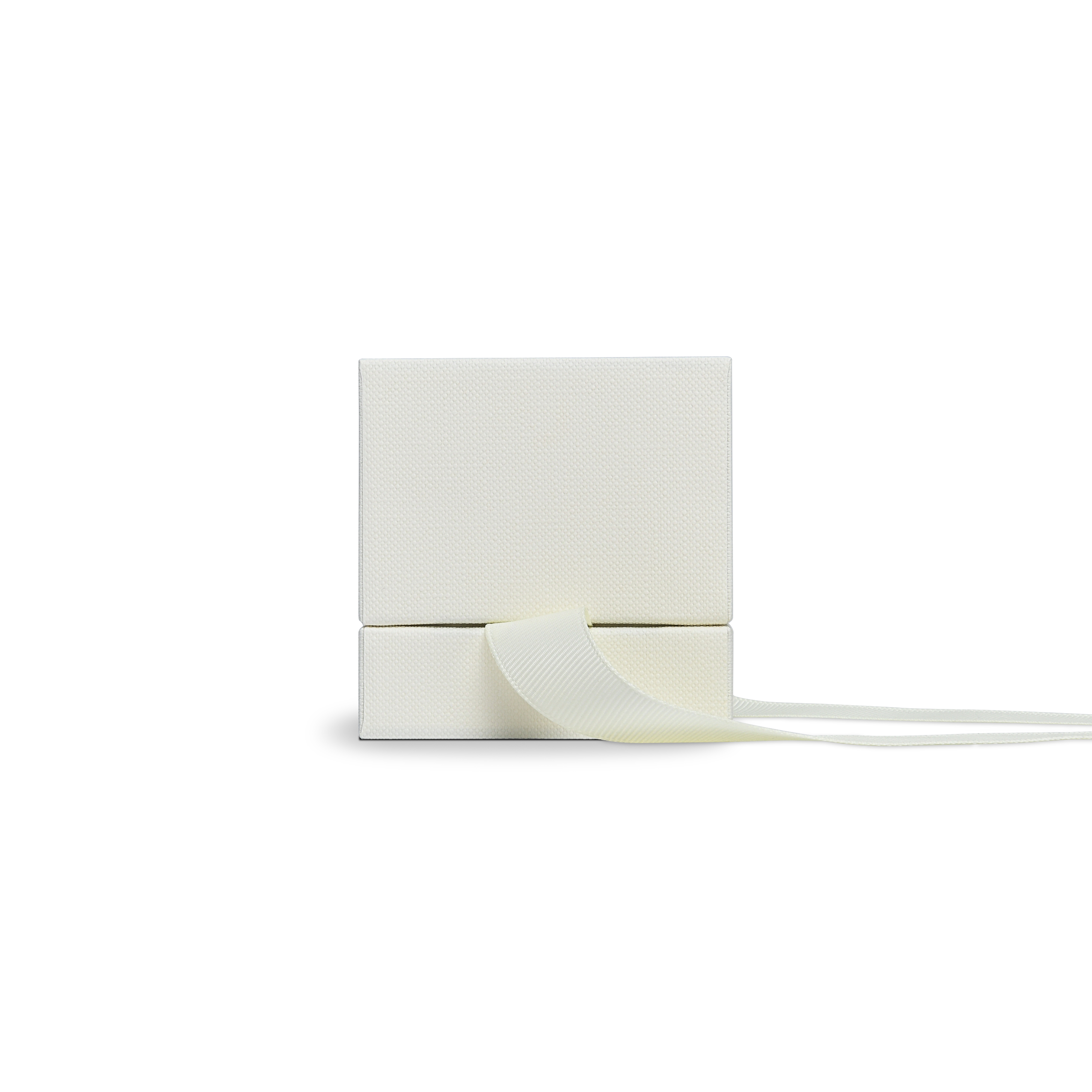 Premium Off-White Rose Gold Embossed Hot Stamped Rigid Lid and Base Gift Box with Ribbon Closure