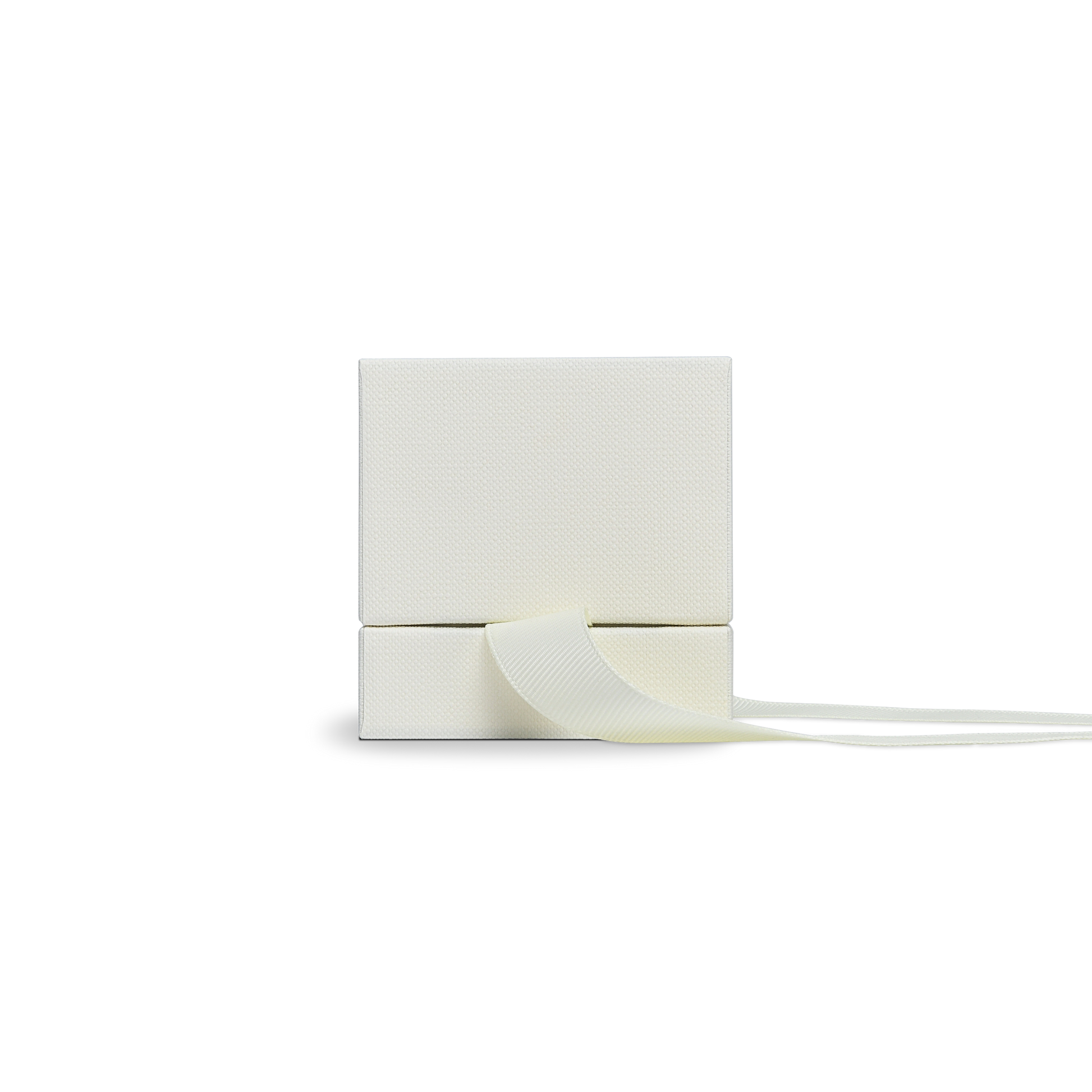 Premium Off-White Rose Gold Embossed Hot Stamped Rigid Lid and Base Gift Box with Ribbon Closure