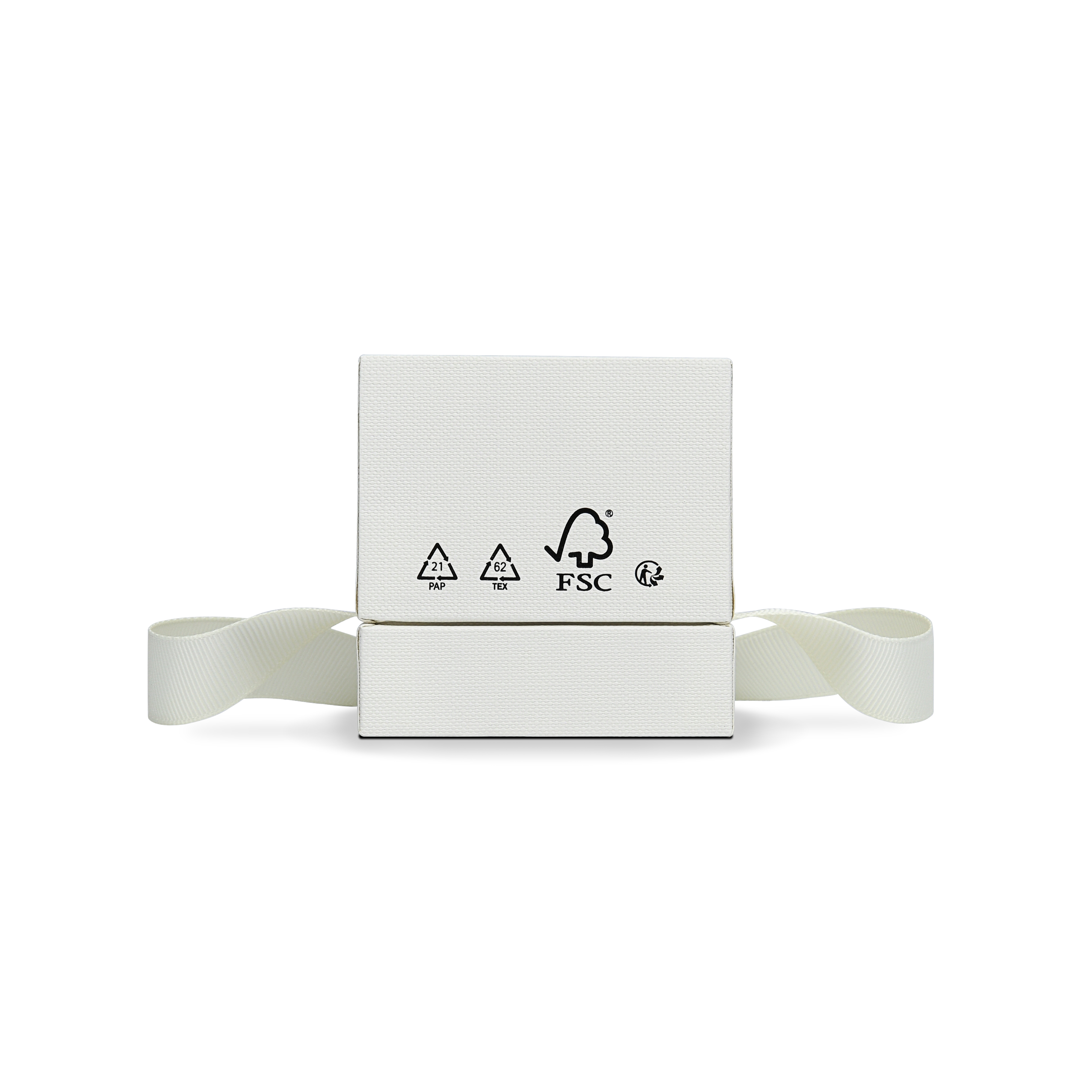 Premium Off-White Rose Gold Embossed Hot Stamped Rigid Lid and Base Gift Box with Ribbon Closure