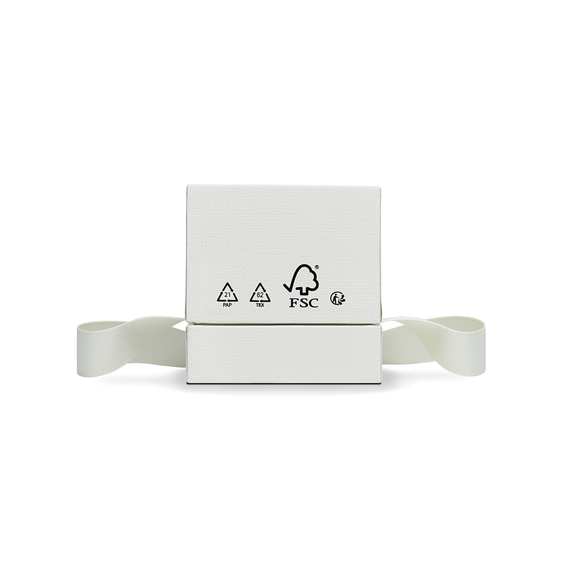 Premium Off-White Rose Gold Embossed Hot Stamped Rigid Lid and Base Gift Box with Ribbon Closure