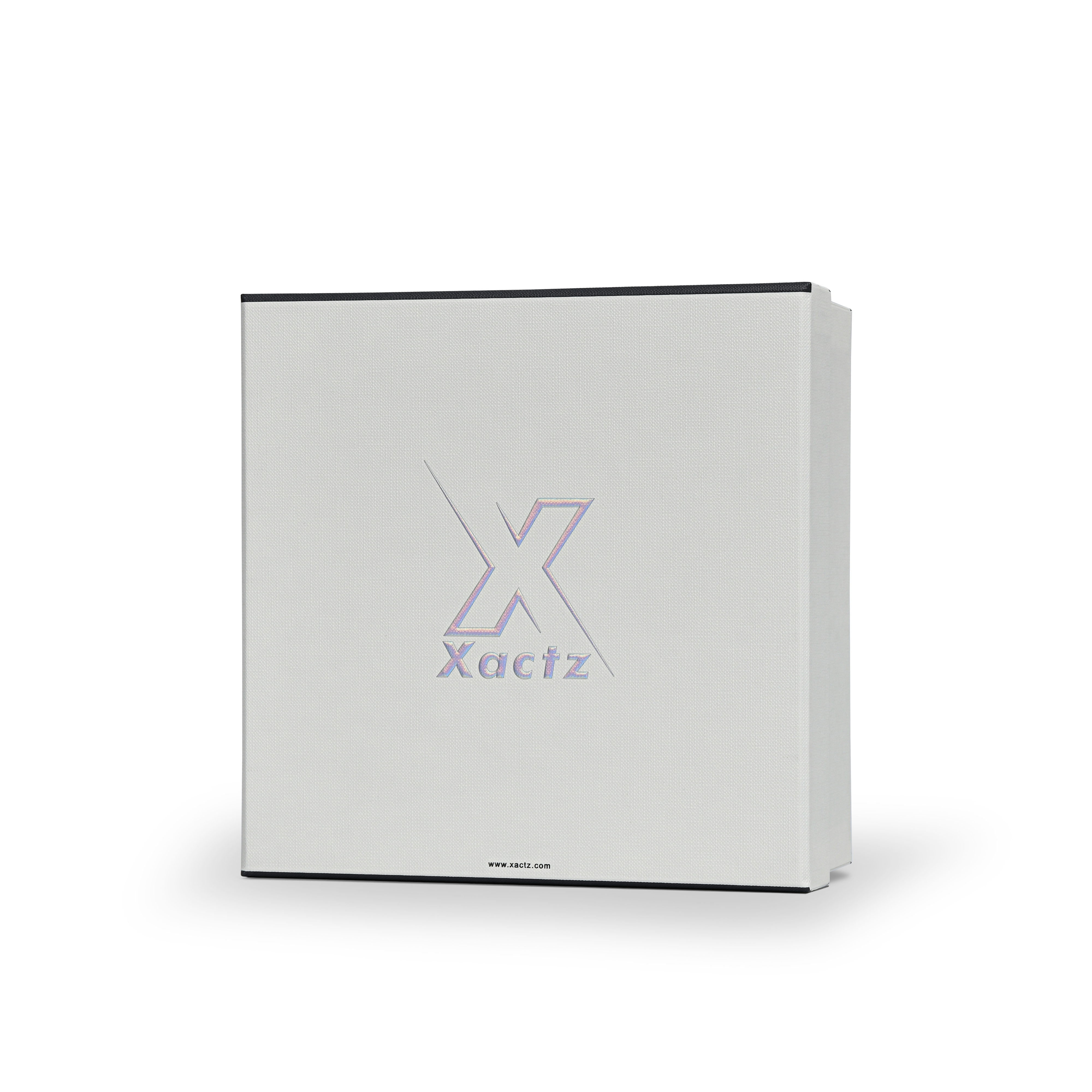 Premium Off-White Textured Lid and Base Gift Box with Embossed Iridescent Silver Foil