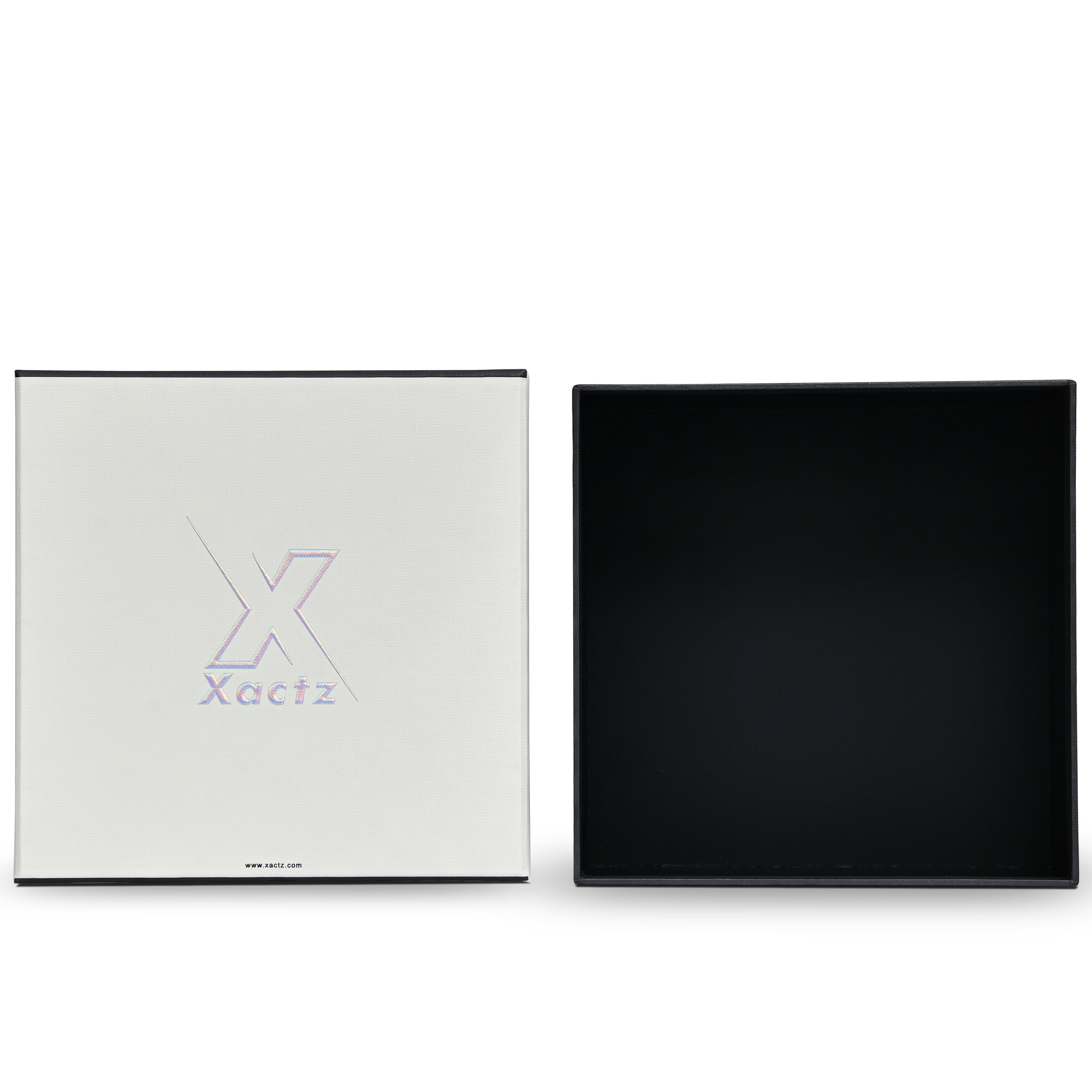 Premium Off-White Textured Lid and Base Gift Box with Embossed Iridescent Silver Foil