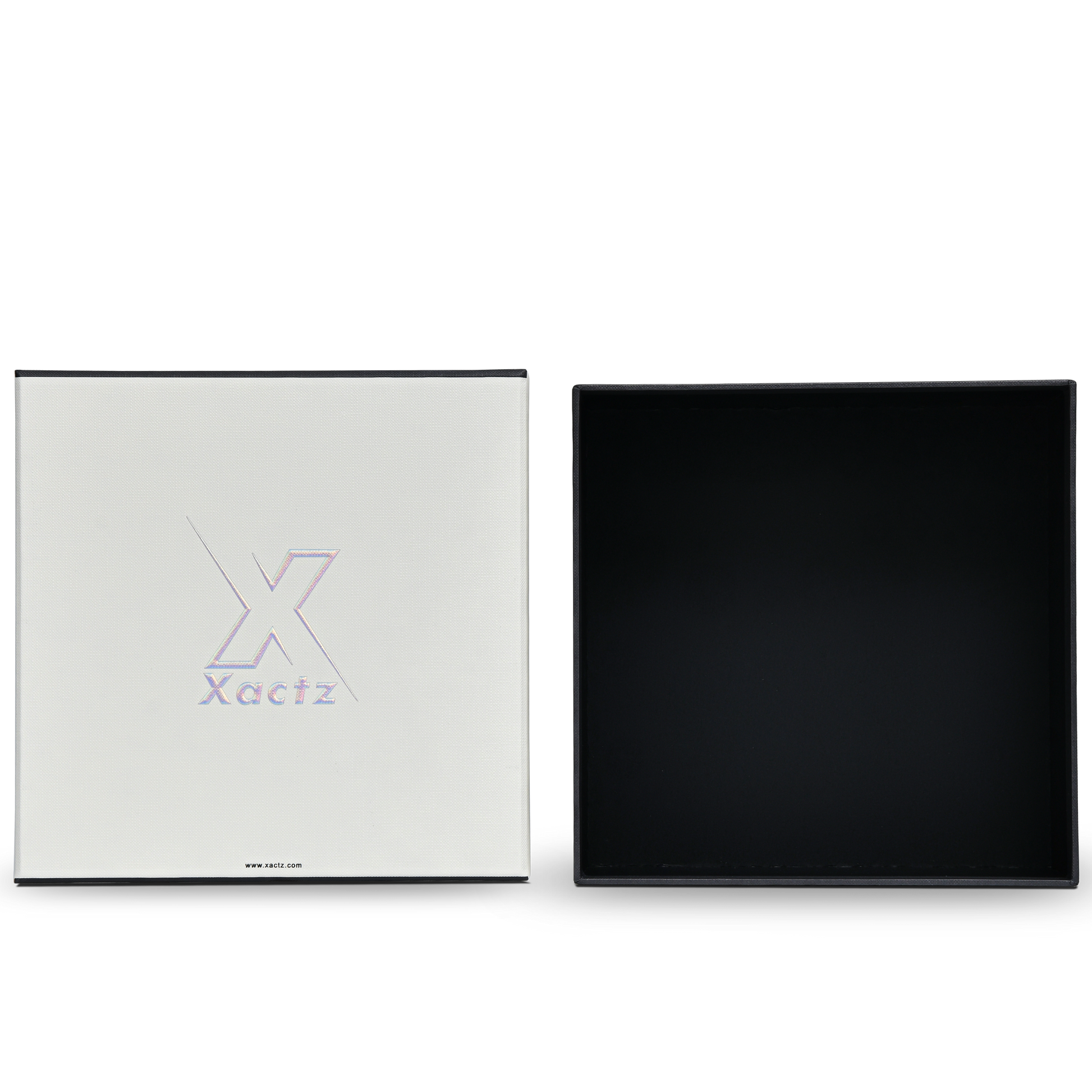 Premium Off-White Textured Lid and Base Gift Box with Embossed Iridescent Silver Foil