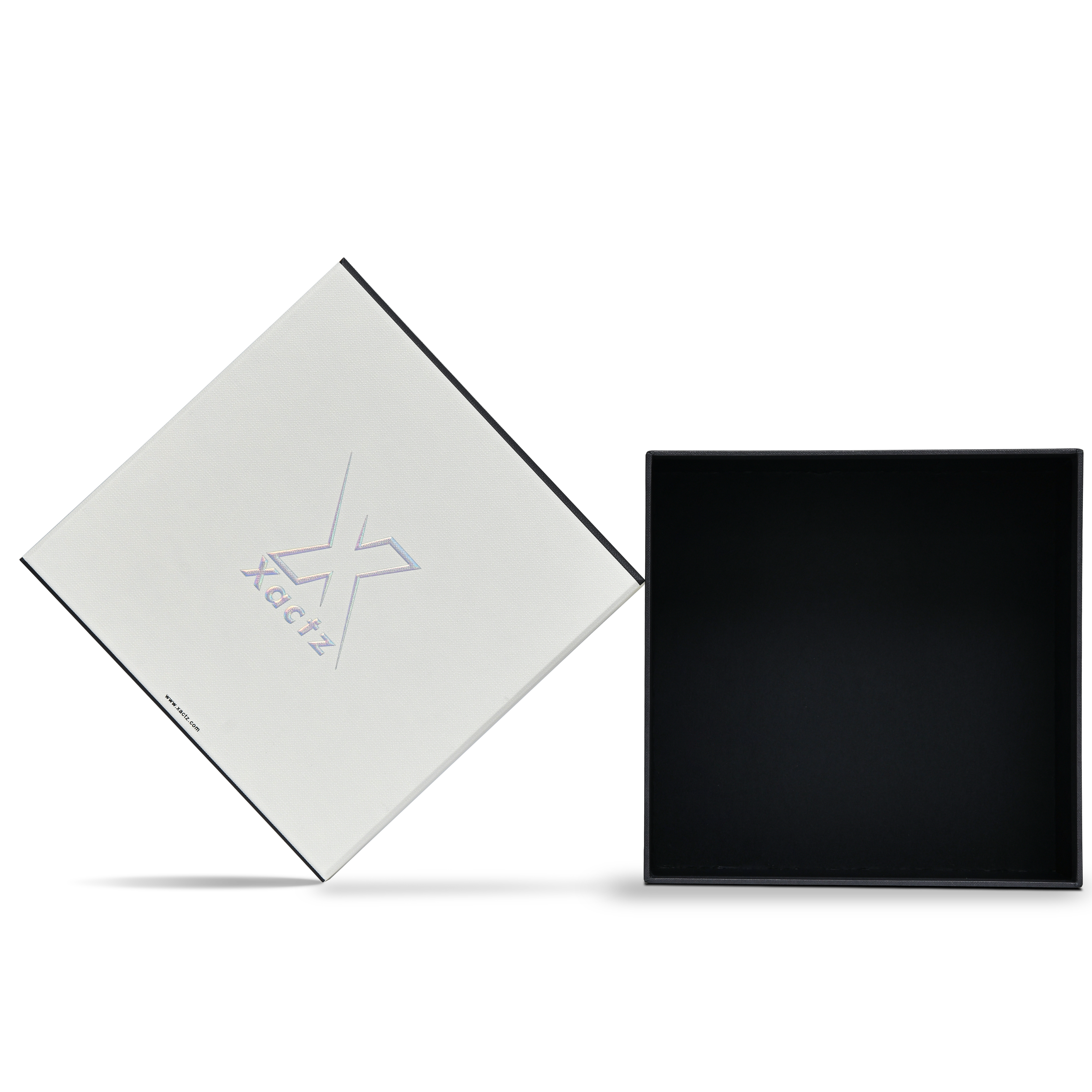 Premium Off-White Textured Lid and Base Gift Box with Embossed Iridescent Silver Foil