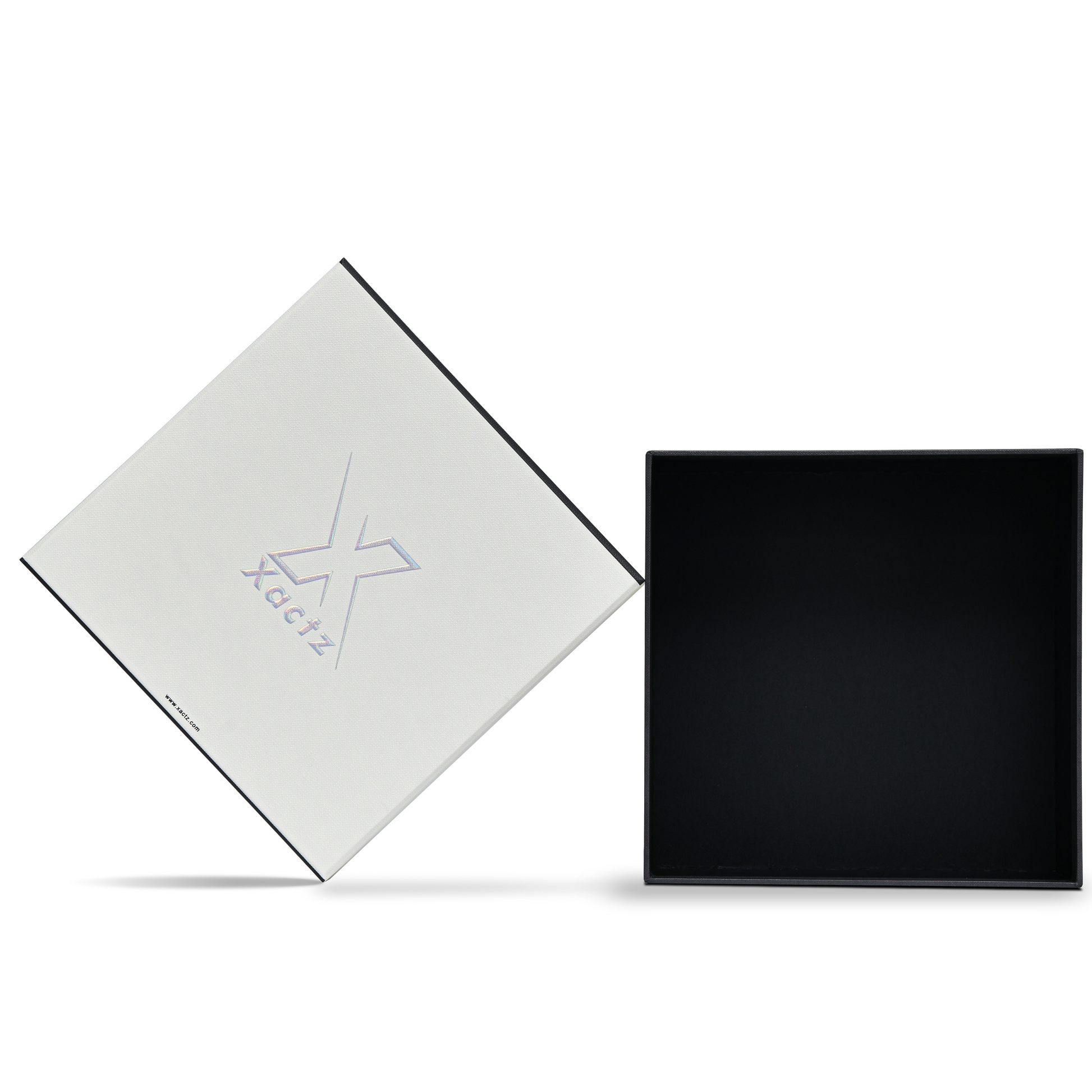 Premium Off-White Textured Lid and Base Gift Box with Embossed Iridescent Silver Foil