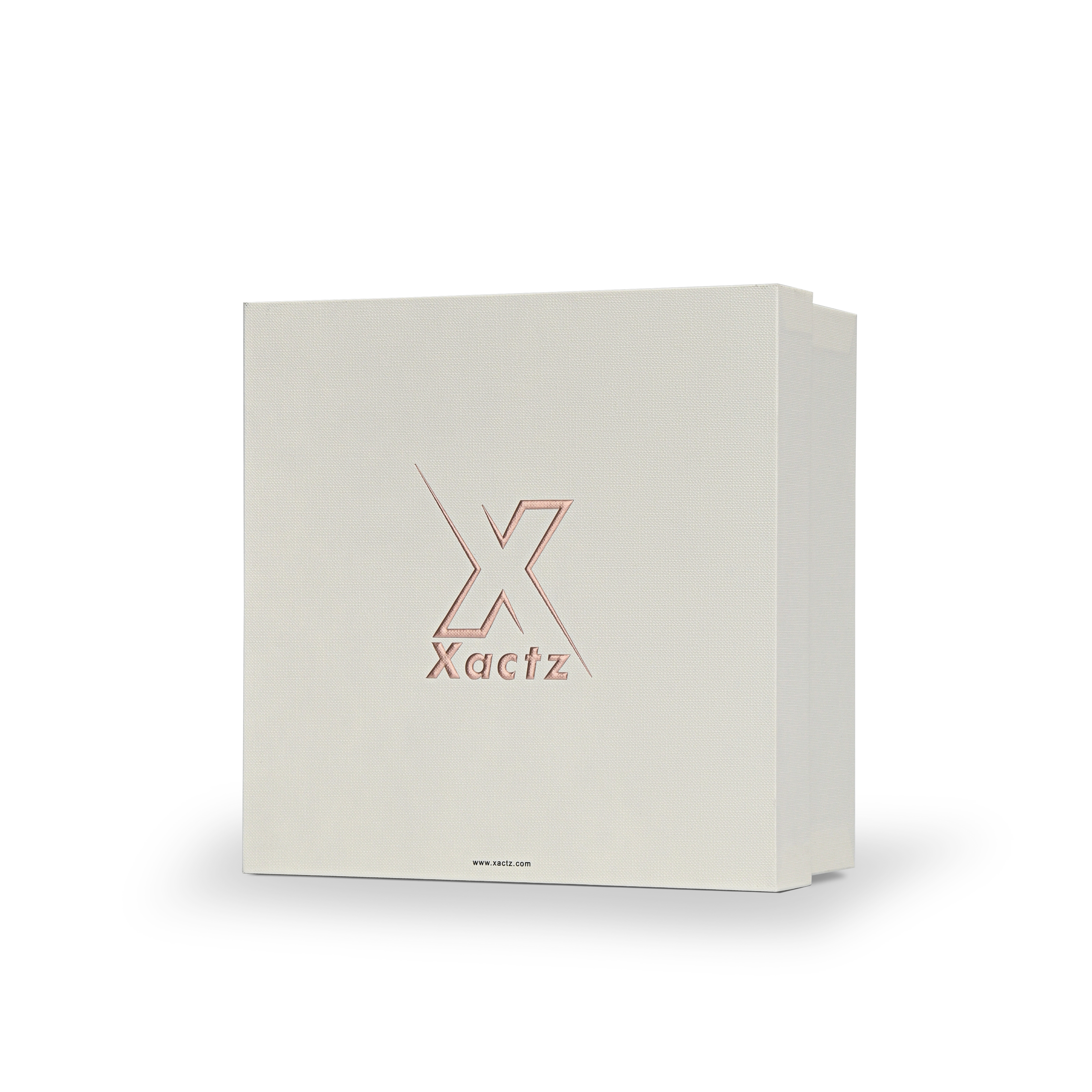 Premium Off-White Textured Lid and Base Gift Box with Embossed Rose Gold Foil Stamping