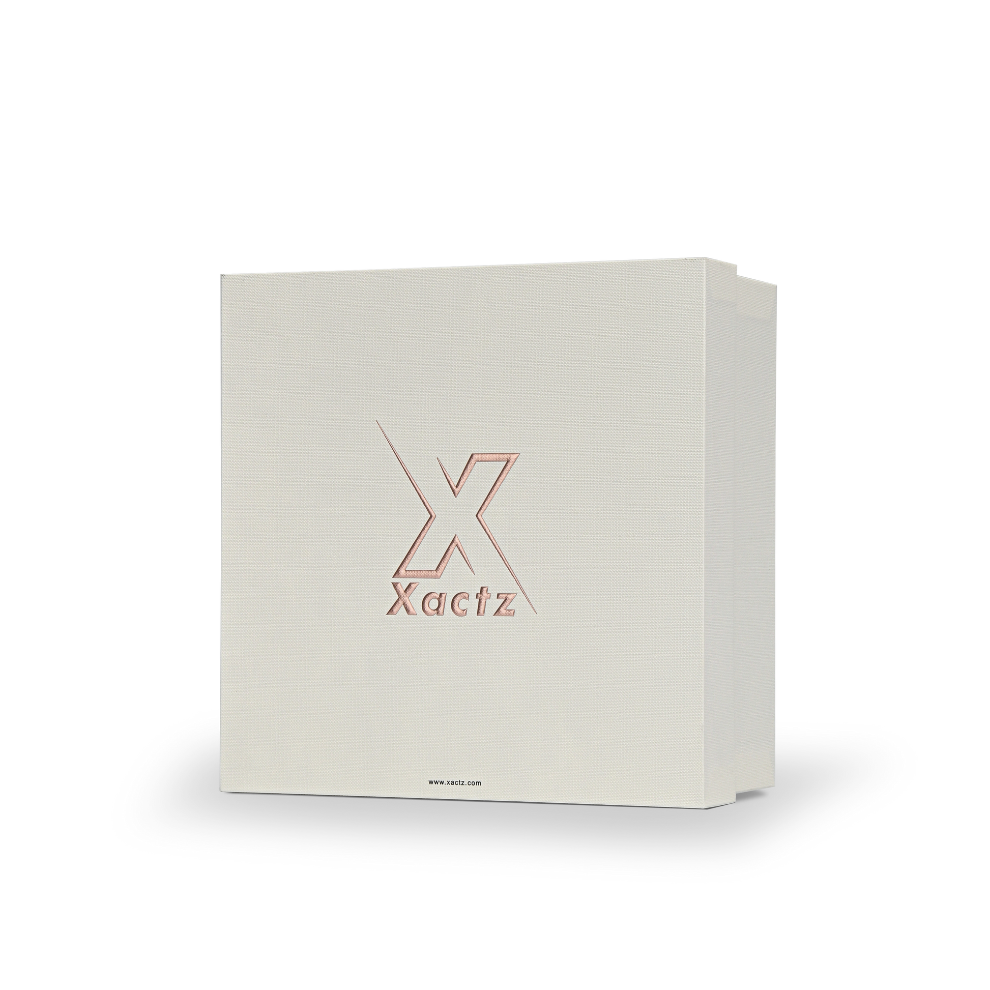 Premium Off-White Textured Lid and Base Gift Box with Embossed Rose Gold Foil Stamping