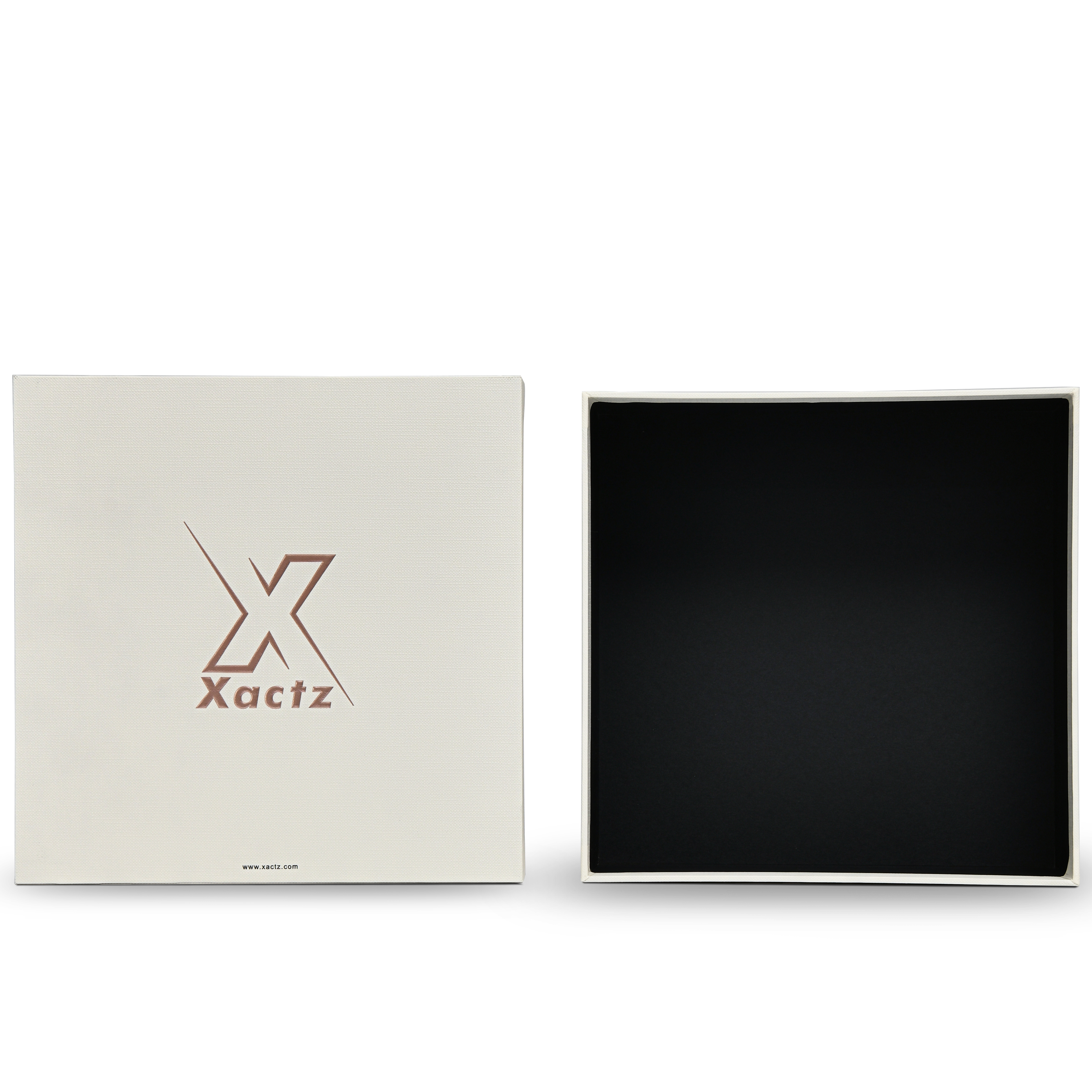 Premium Off-White Textured Lid and Base Gift Box with Embossed Rose Gold Foil Stamping