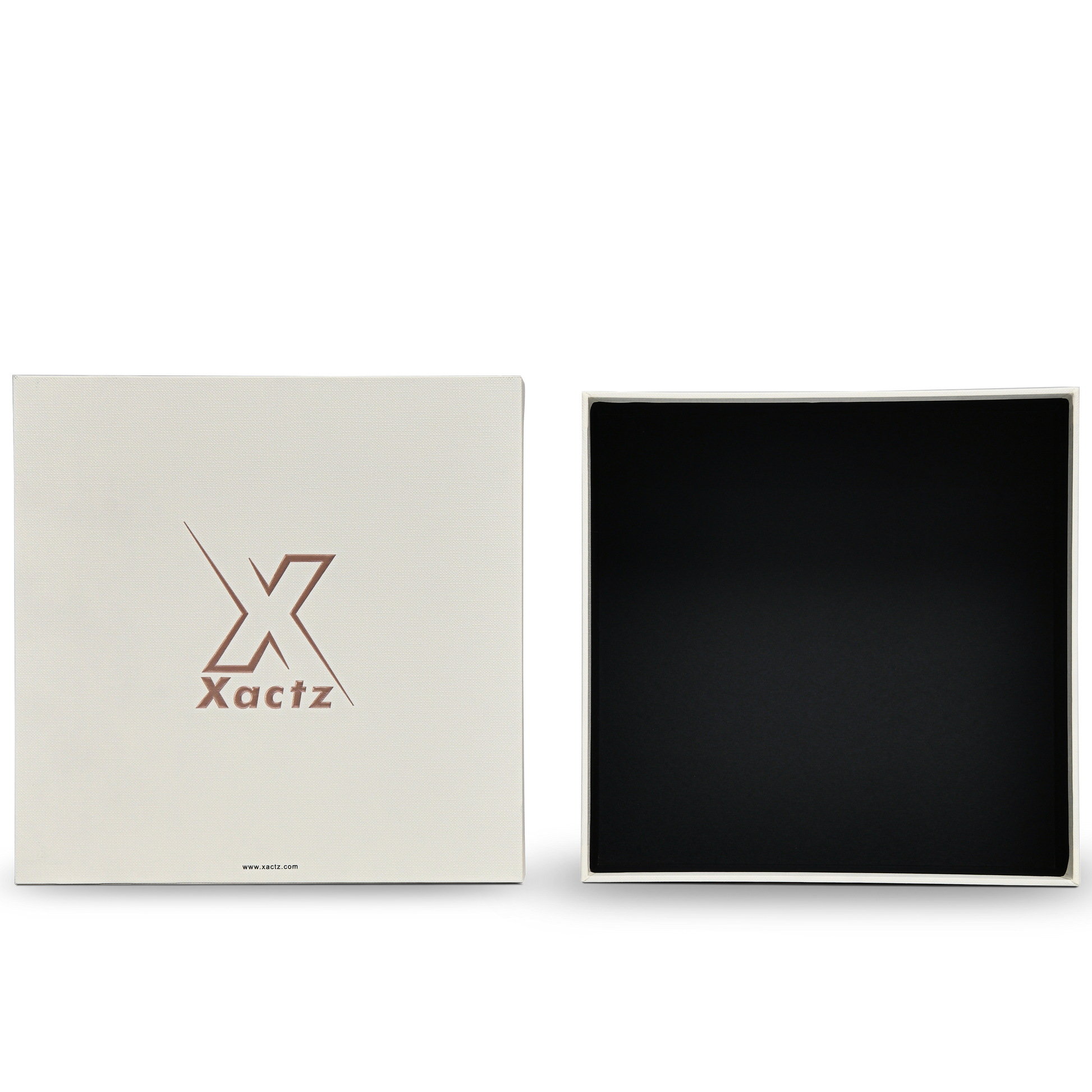 Premium Off-White Textured Lid and Base Gift Box with Embossed Rose Gold Foil Stamping