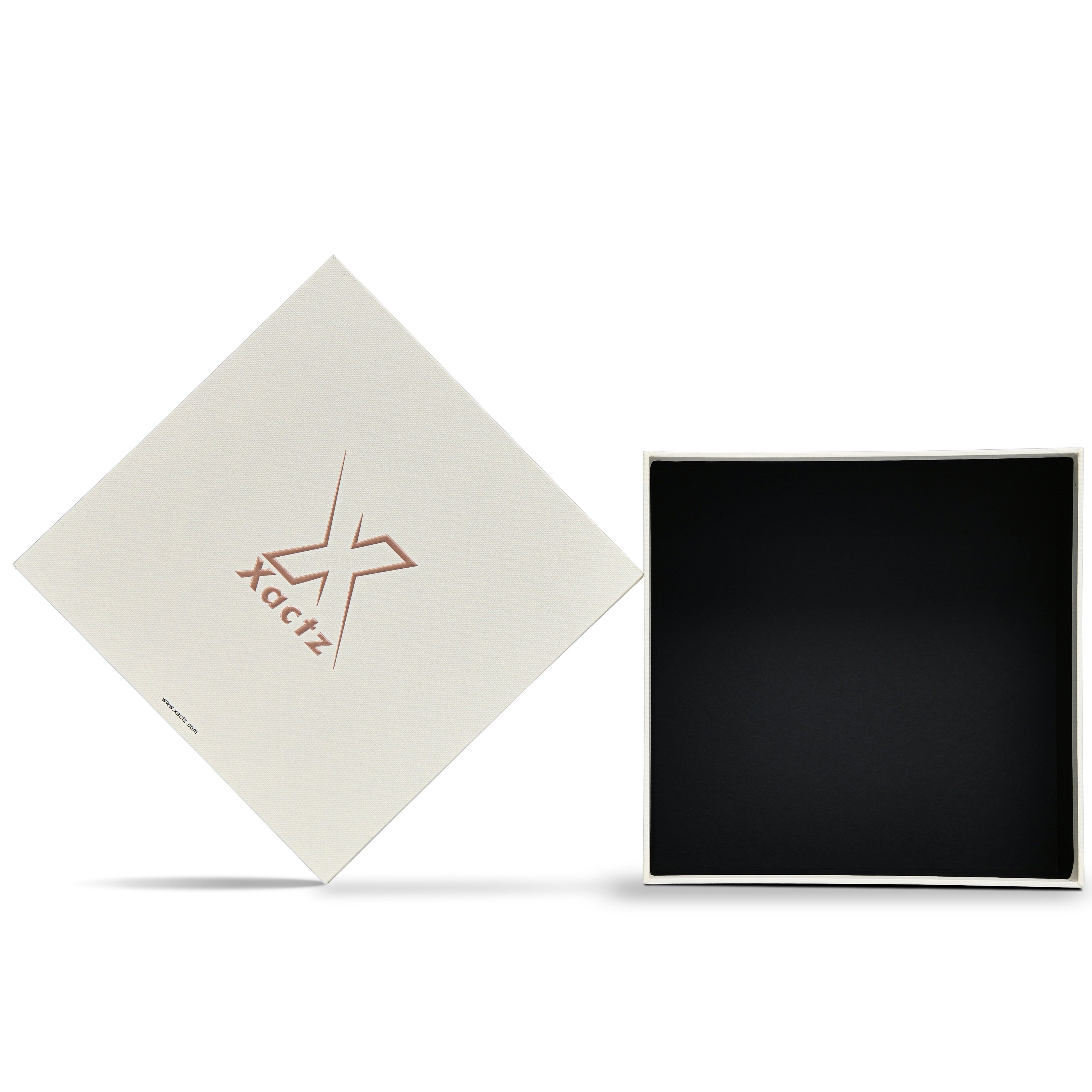 Premium Off-White Textured Lid and Base Gift Box with Embossed Rose Gold Foil Stamping