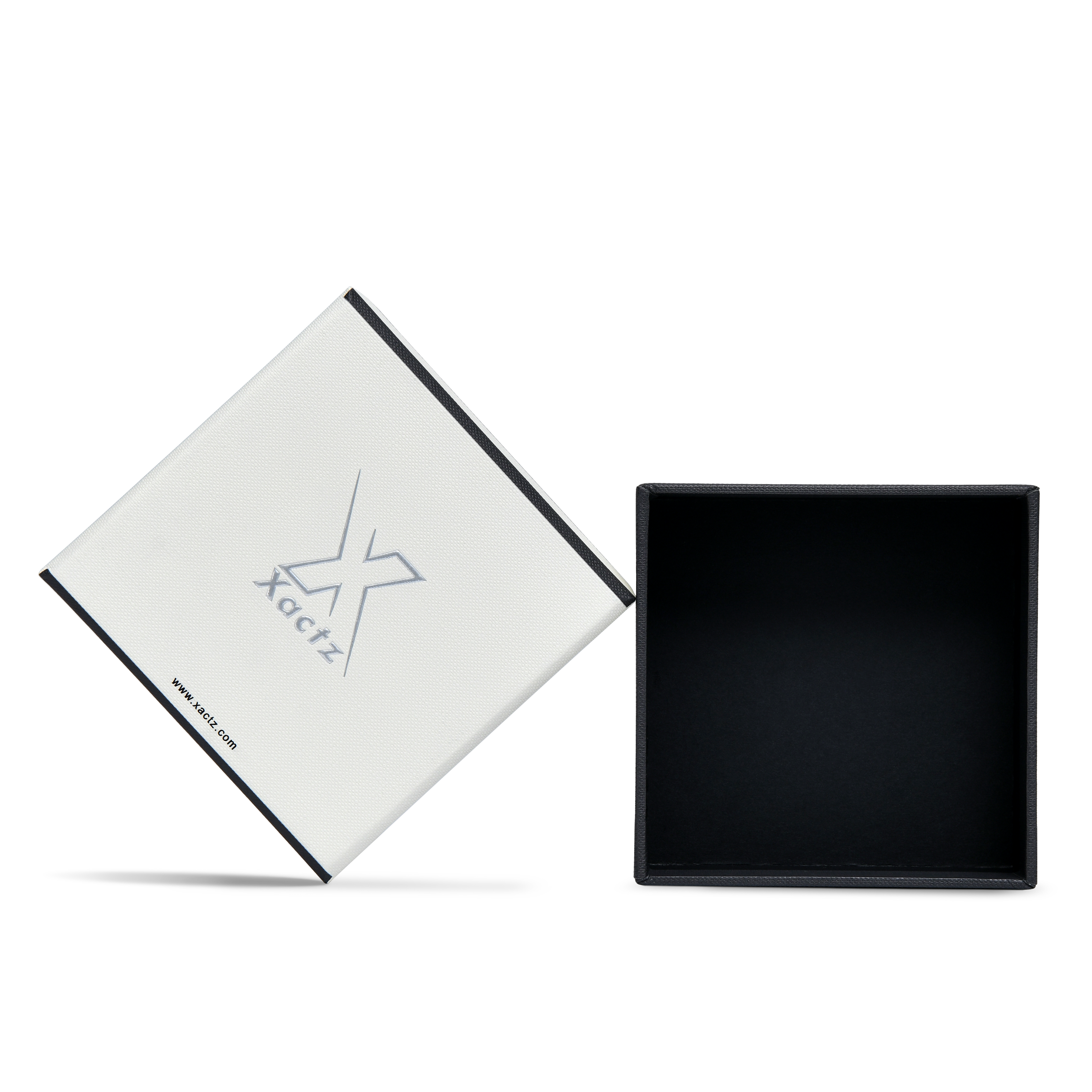 Premium Off-White Textured Silver Embossed Hot Stamped Luxury Lid and Base Gift Box with Interior Printing