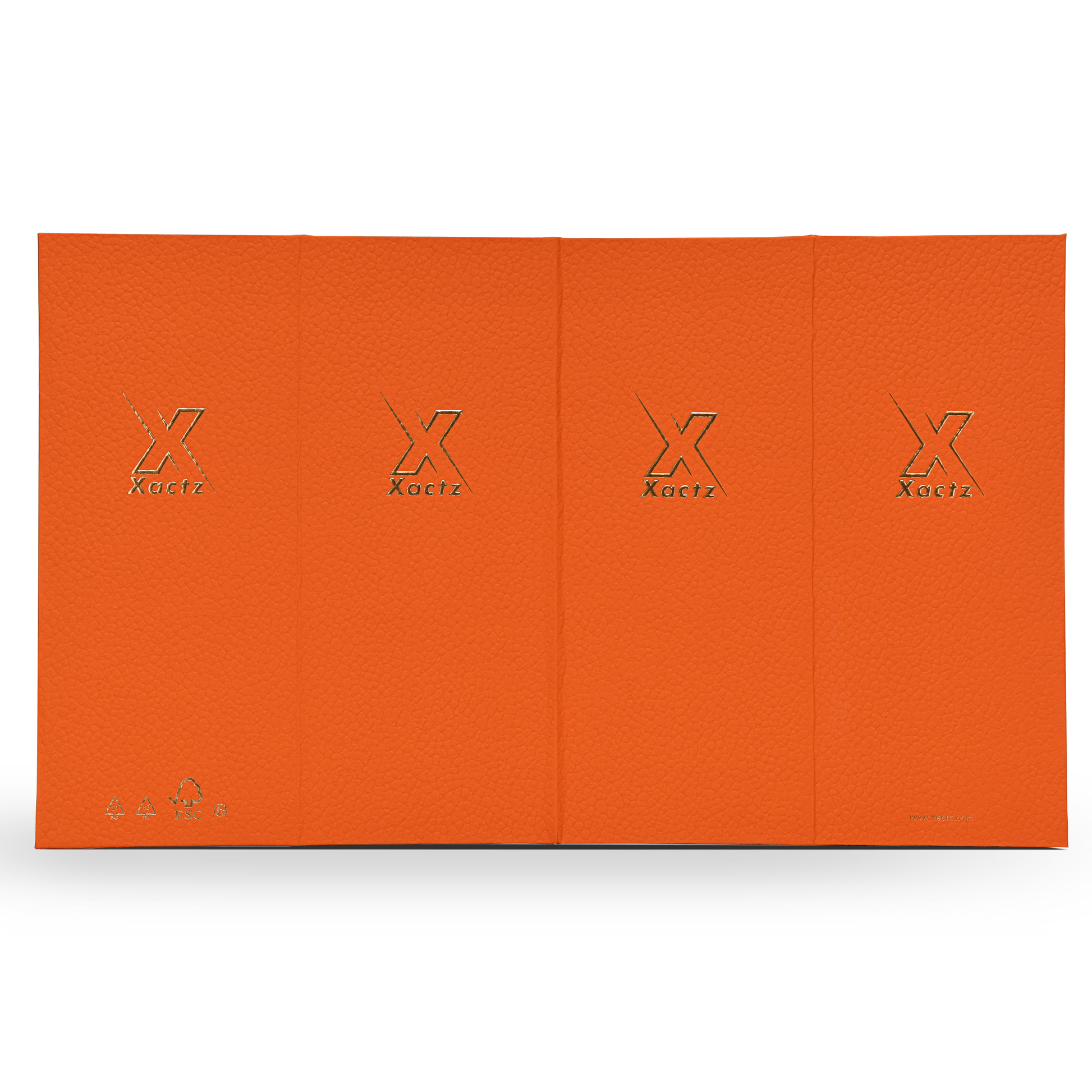 Boîte de luxe personnalisée avec couvercle rabattable orange, feuille d'or mat et ruban de soie