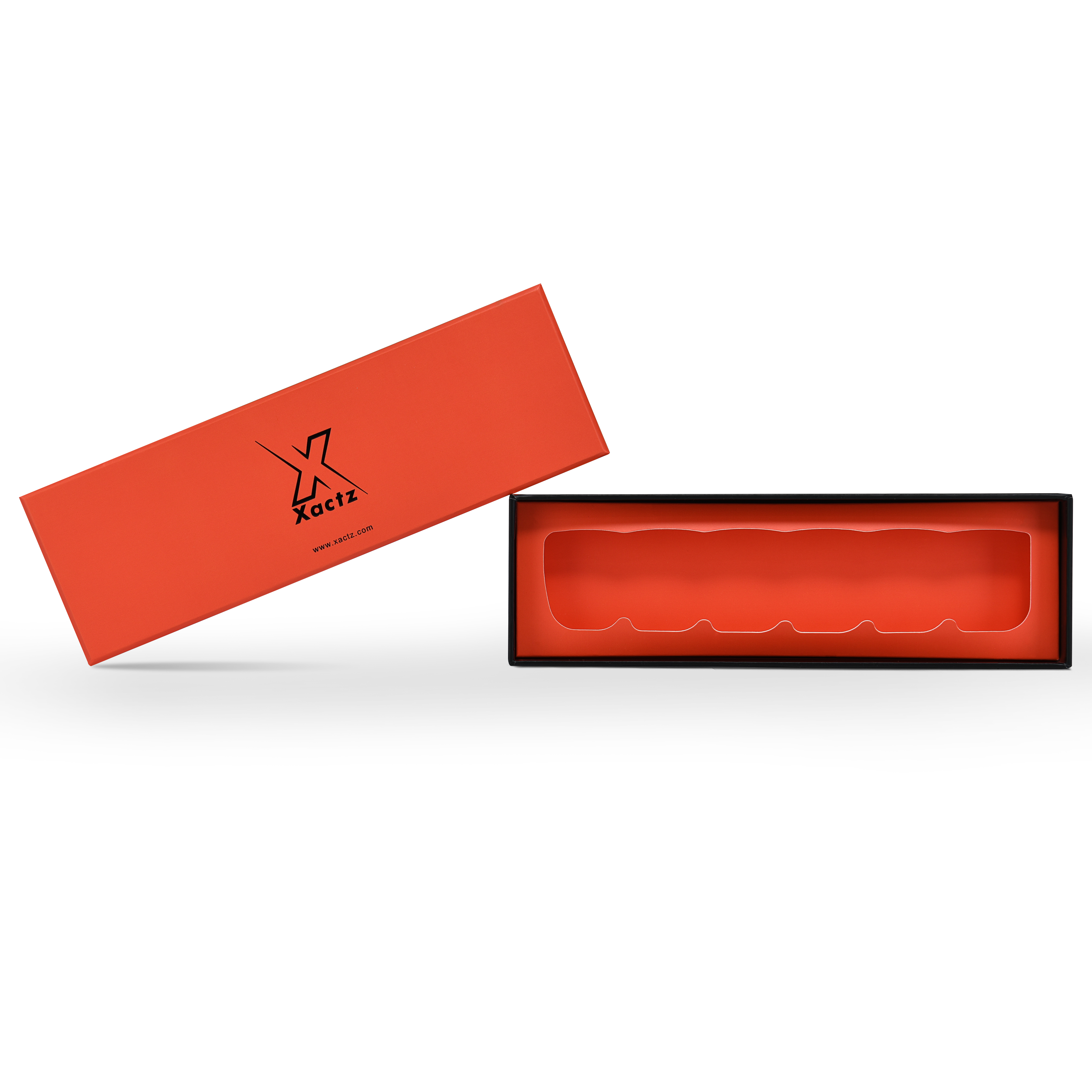 Boîte de Luxe Personnalisée avec Couvercle Orange et Plateau Intérieur sur Mesure