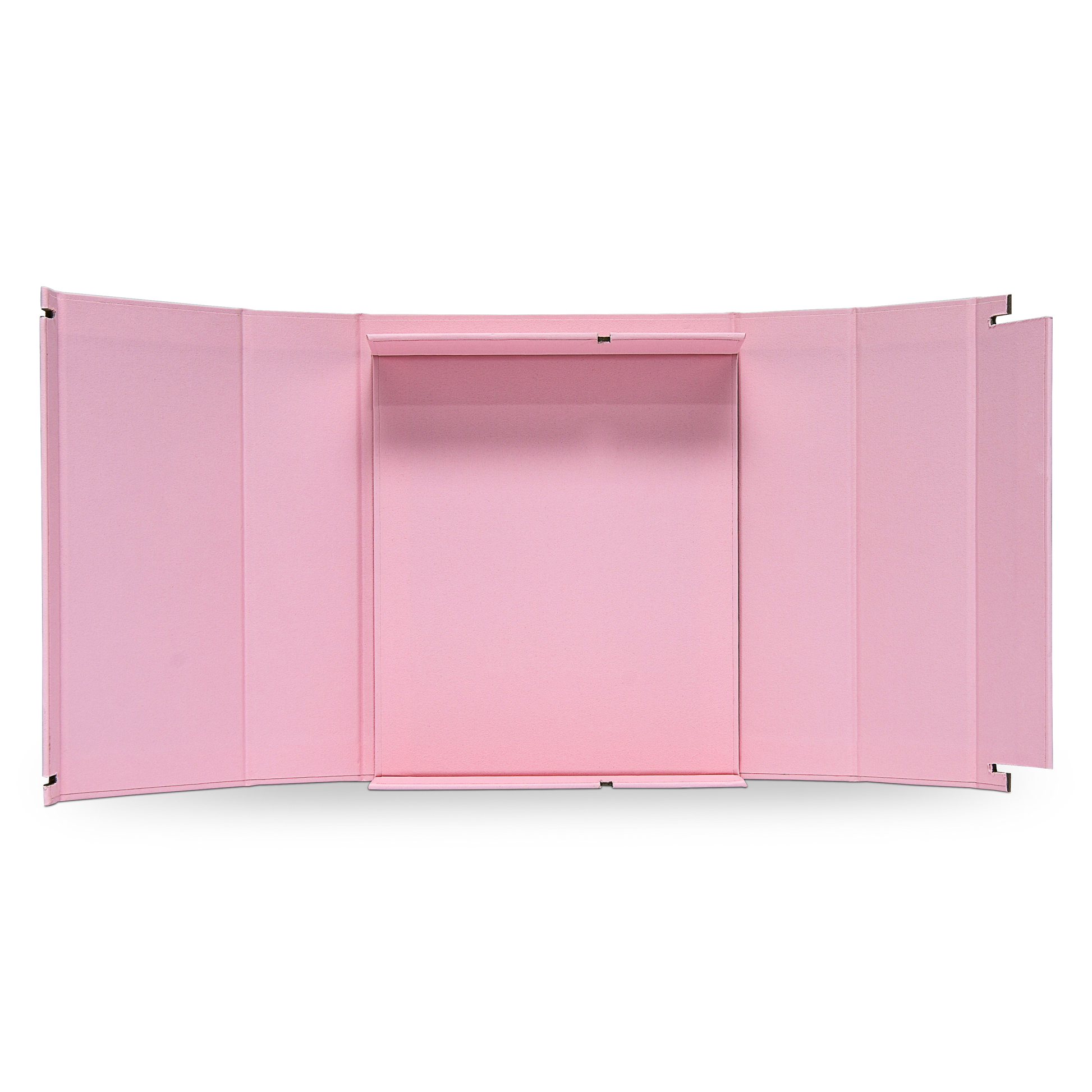 Premium Pink Book-Style Folding Box with Embossed Gold Foil and Black Gold Website Stamping