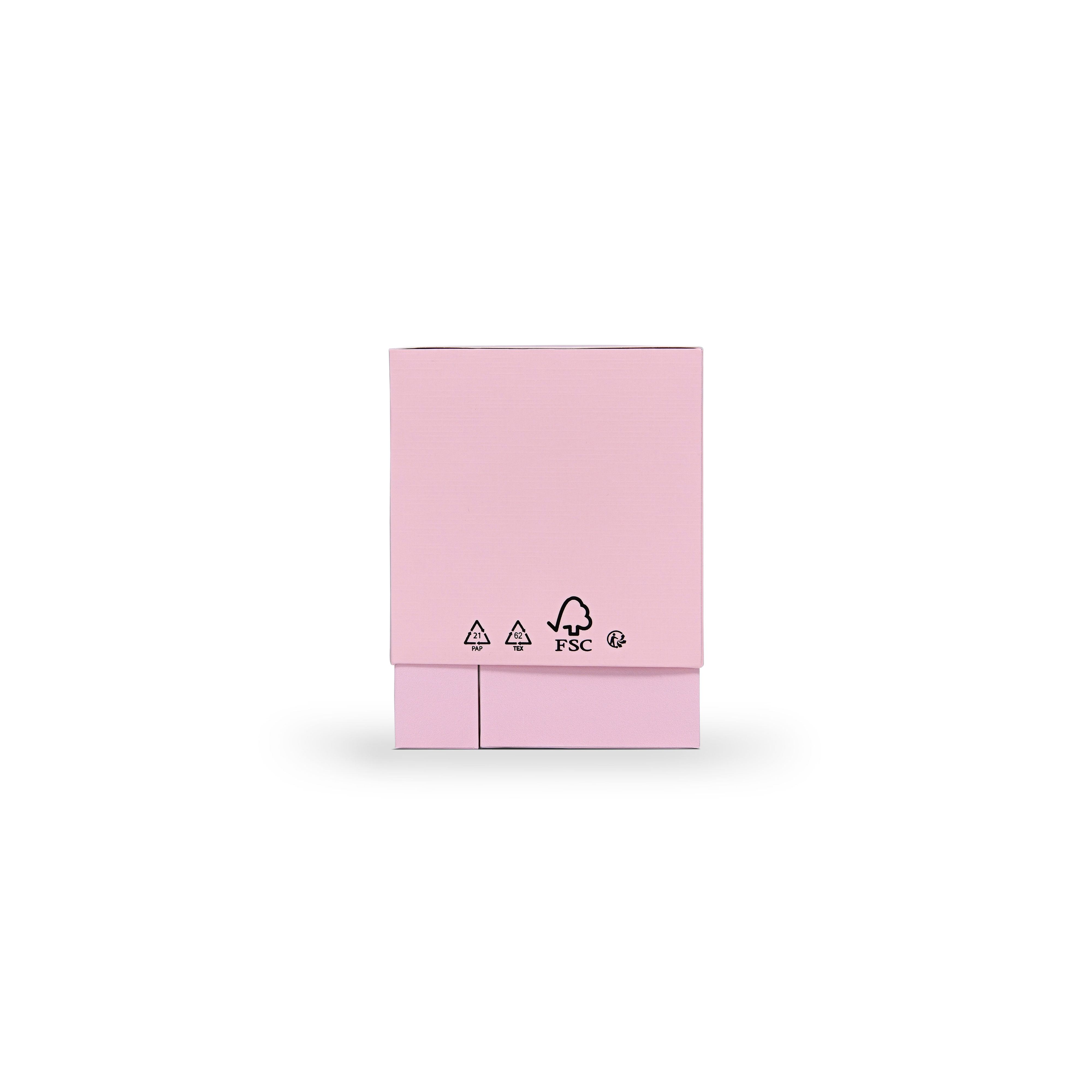 Emballage de luxe sur mesure avec boîte clapet rose et film argenté holographique