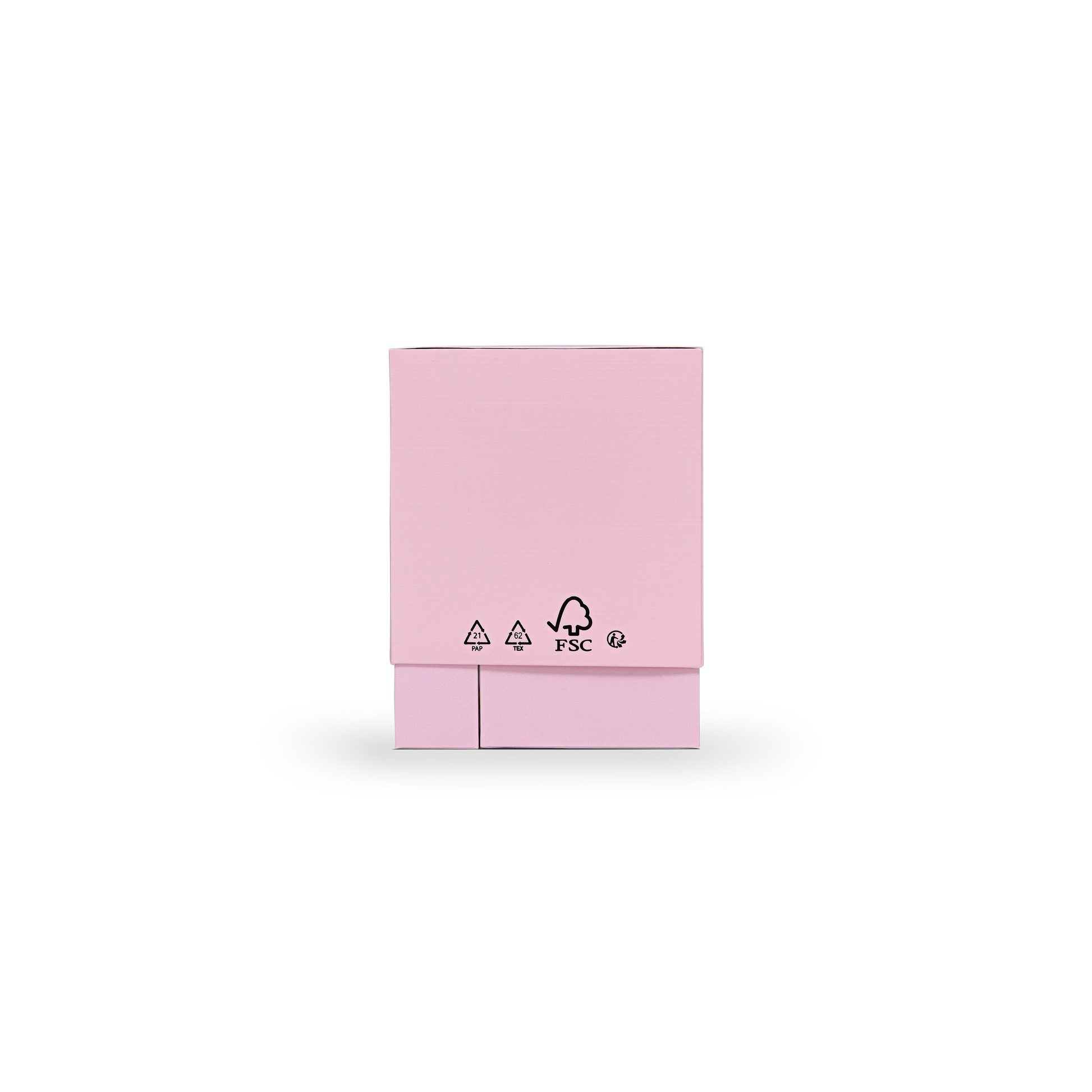 Emballage de luxe sur mesure avec boîte clapet rose et film argenté holographique