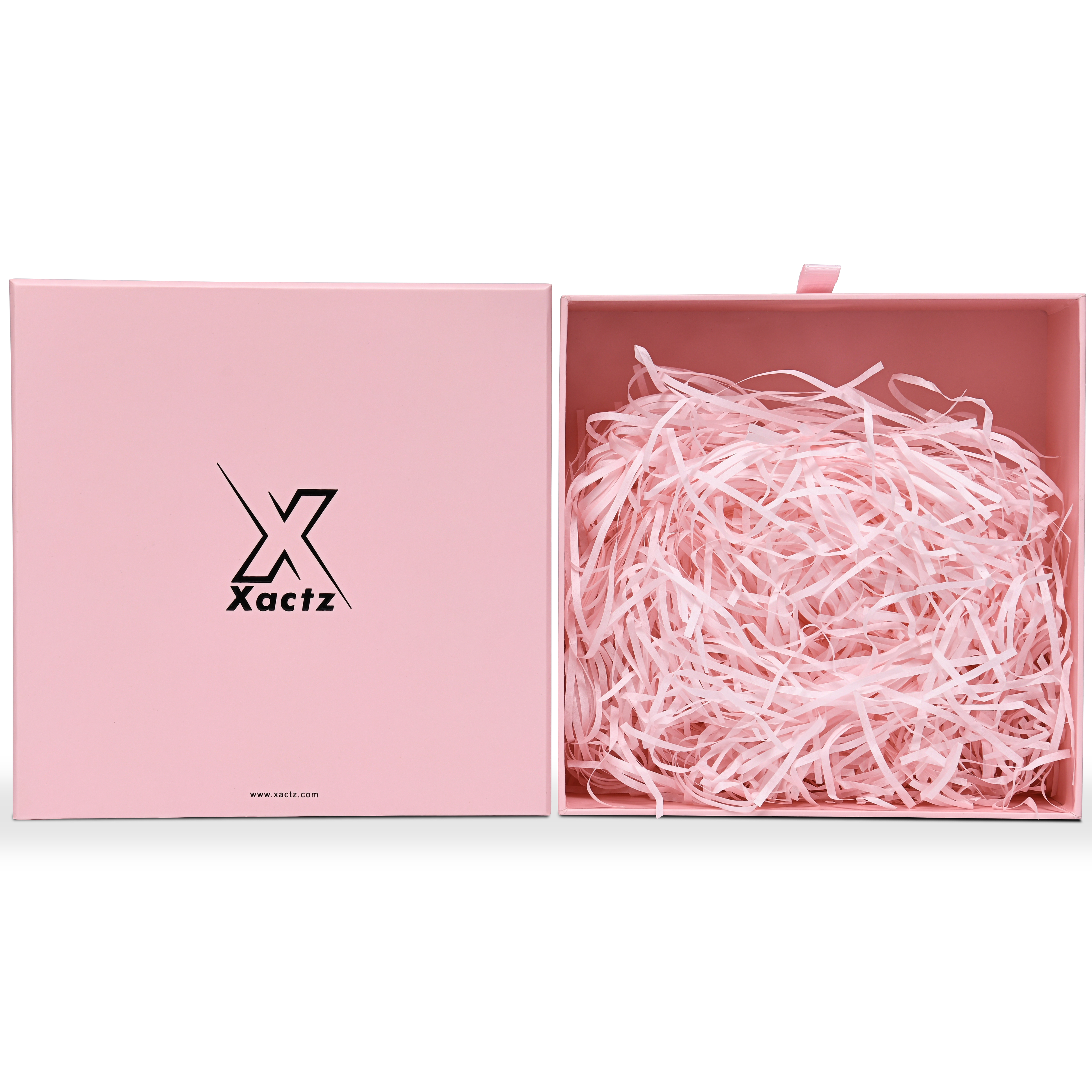 Premium Pink Embossed Black Foil Drawer-Style Luxury Gift Box with Coordinated Interior and Paper Fill