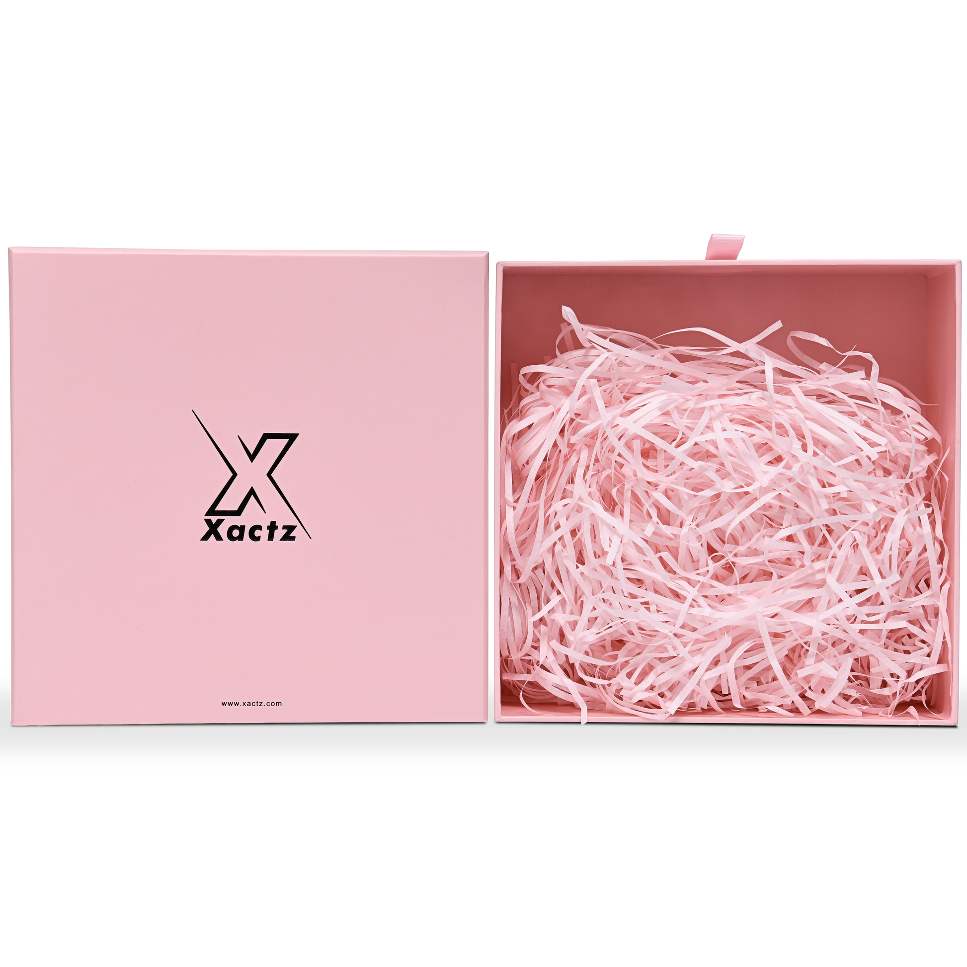 Premium Pink Embossed Black Foil Drawer-Style Luxury Gift Box with Coordinated Interior and Paper Fill