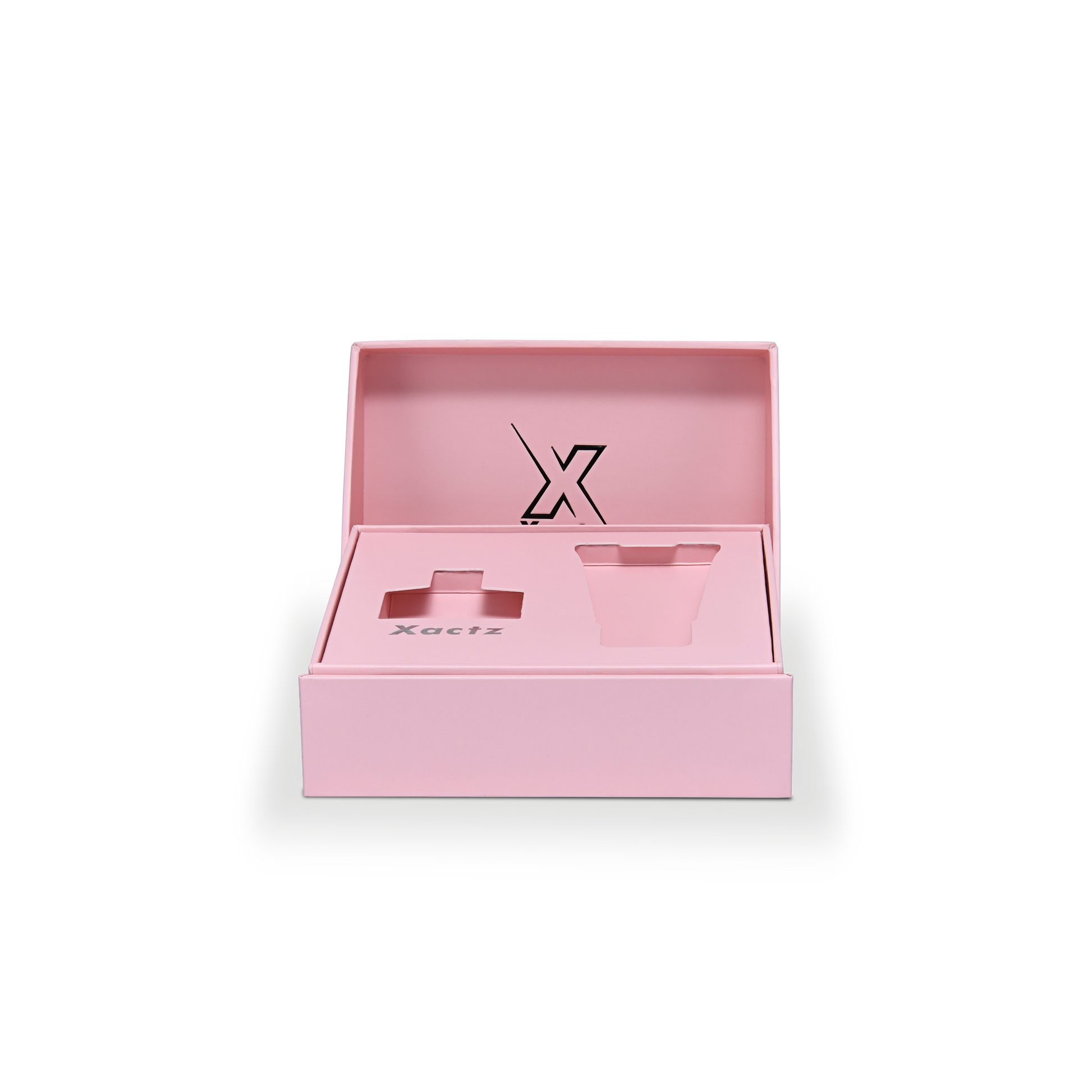 Premium Pink Embossed Black Gold Foil Flip-Top Luxury Gift Box with Silver Accent Details, Anti-Scratch Matte Lamination, and Dual-Layer Construction