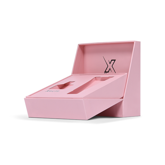 Luxury Custom Pink Flip Top Gift Box Matte Lamination Black Silver Foil Packaging