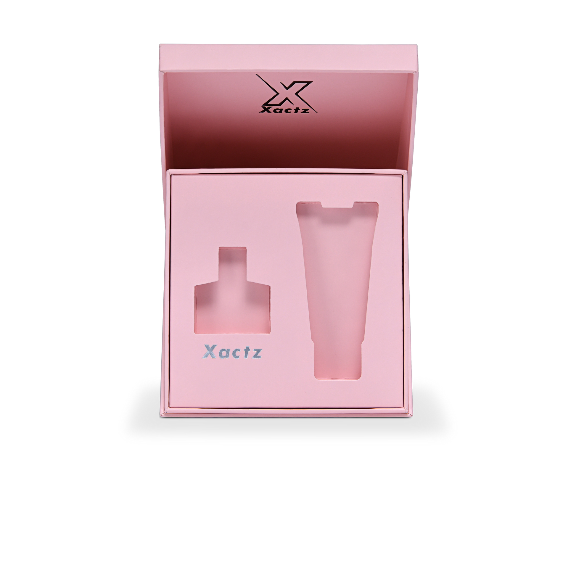 Premium Pink Embossed Black Gold Foil Flip-Top Luxury Gift Box with Silver Accent Details, Anti-Scratch Matte Lamination, and Dual-Layer Construction