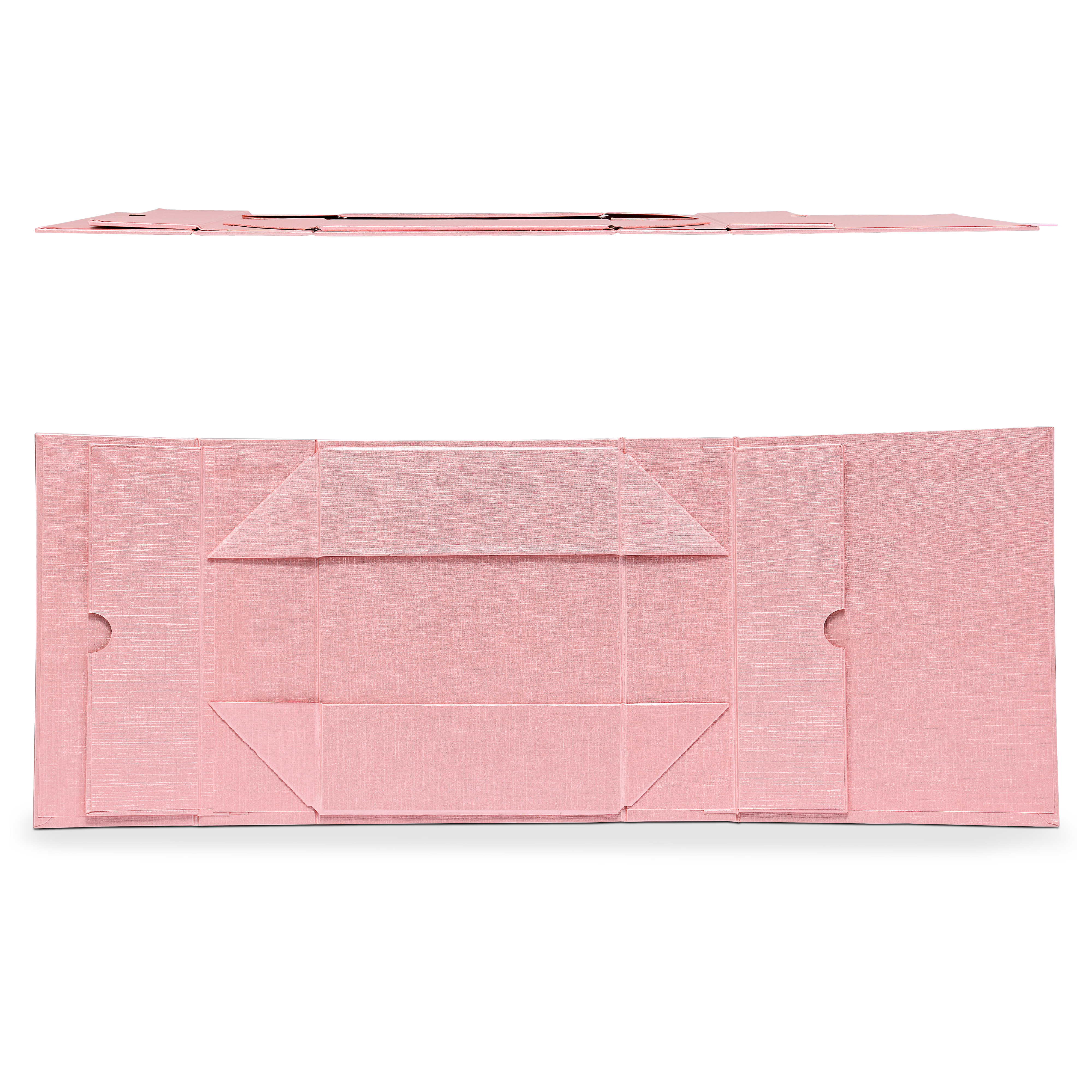 Premium Pink Flip-Top Box with Embossed Silver Foil Logo and Pink Ribbon