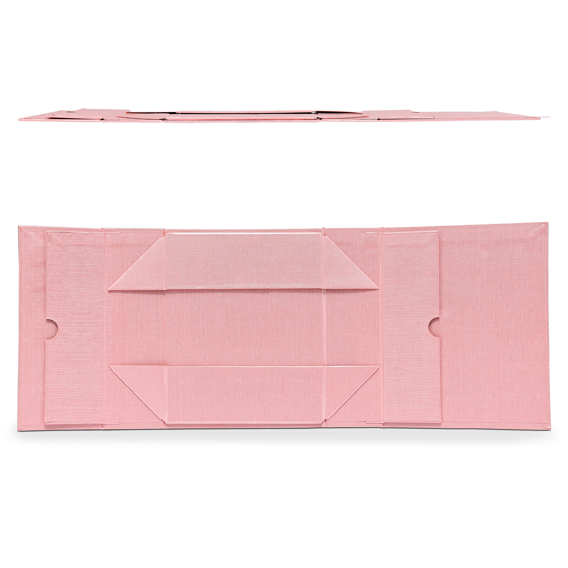 Premium Pink Flip-Top Box with Embossed Silver Foil Logo and Pink Ribbon