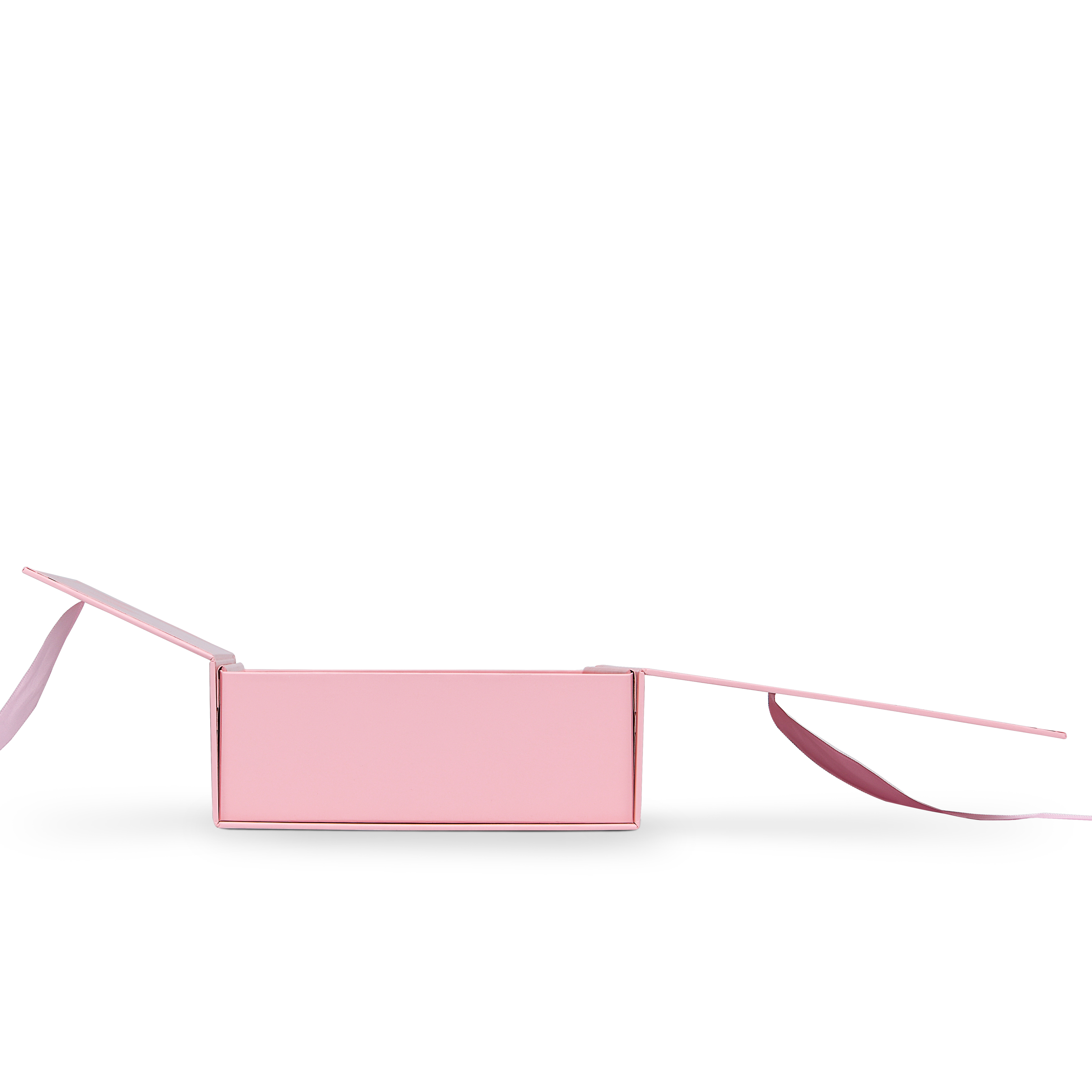 Premium Pink Flip-Top Box with Embossed Silver Foil Logo, Anti-Scratch Film and Pink Ribbon