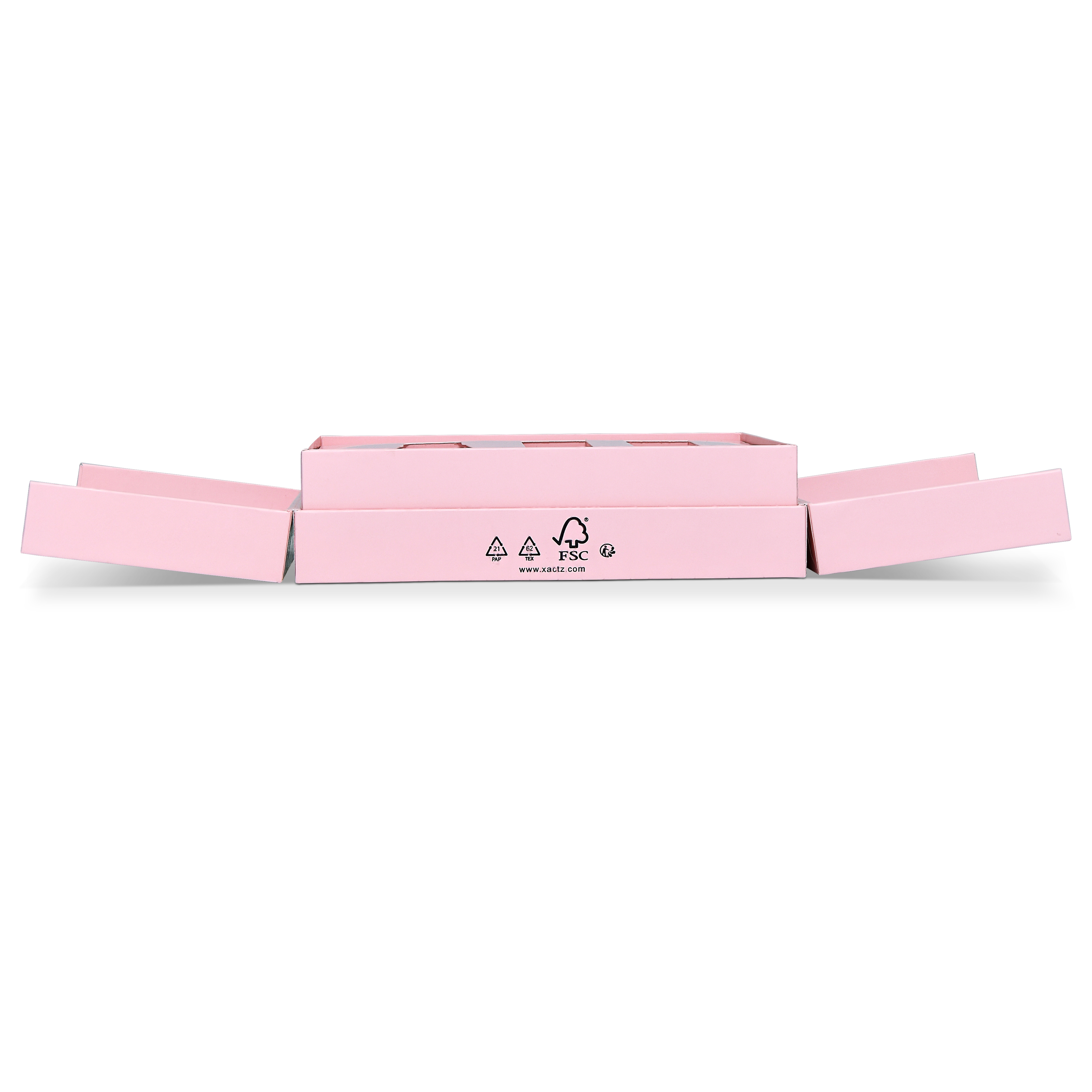 Premium Pink Flip-Top Luxury Gift Box with Embossed Rose Gold Foil and Triple-Compartment Interior