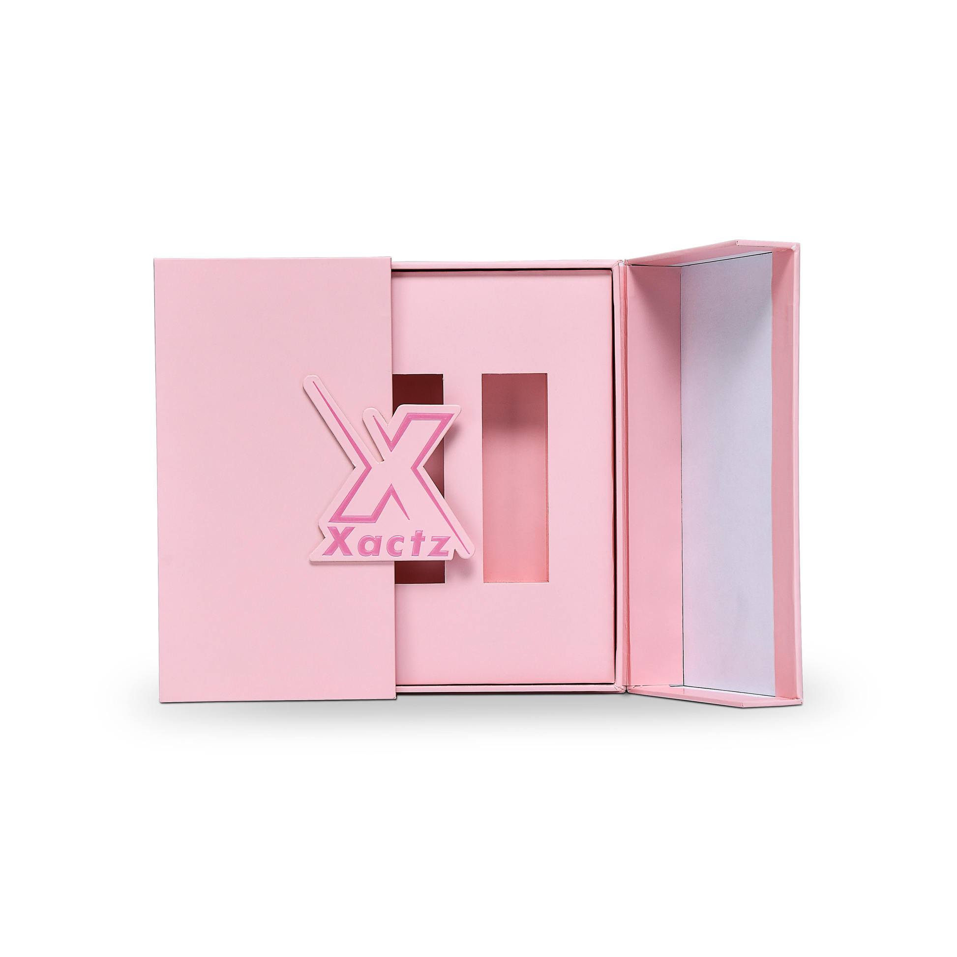 Premium Pink Flip-Top Luxury Gift Box with Embossed Rose Gold Foil and Triple-Compartment Interior