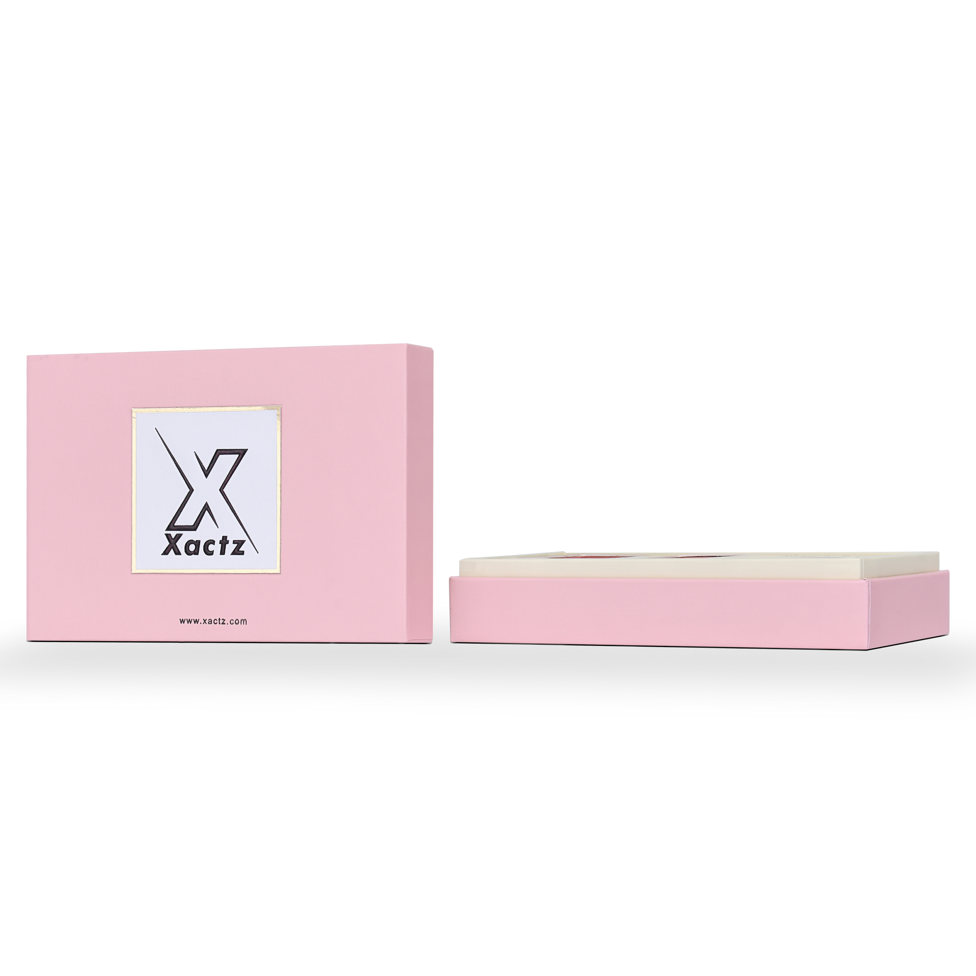 Boîte d'emballage de luxe personnalisée avec couvercle rose et texture toile hollandaise