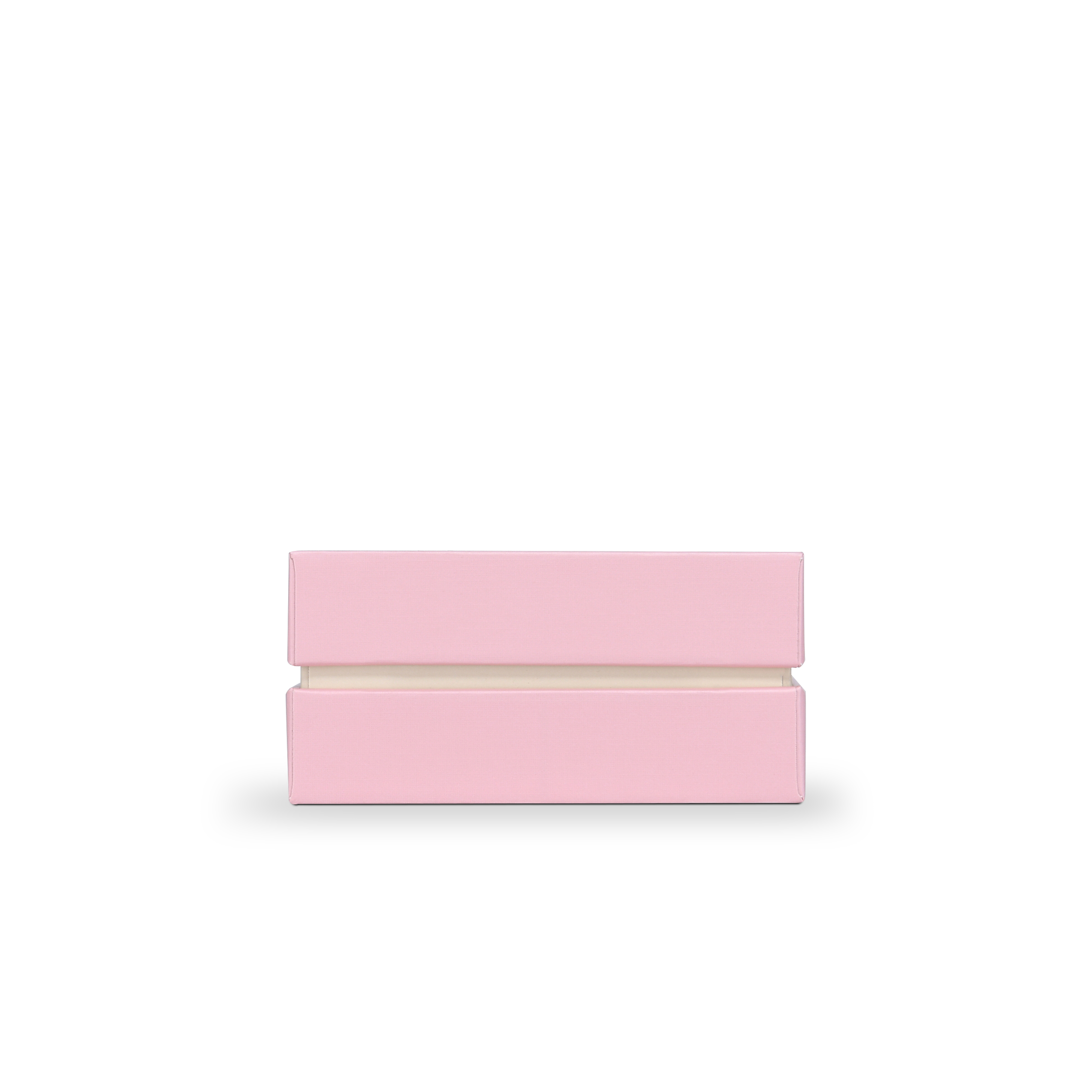 Boîte d'emballage de luxe personnalisée avec couvercle rose et texture toile hollandaise