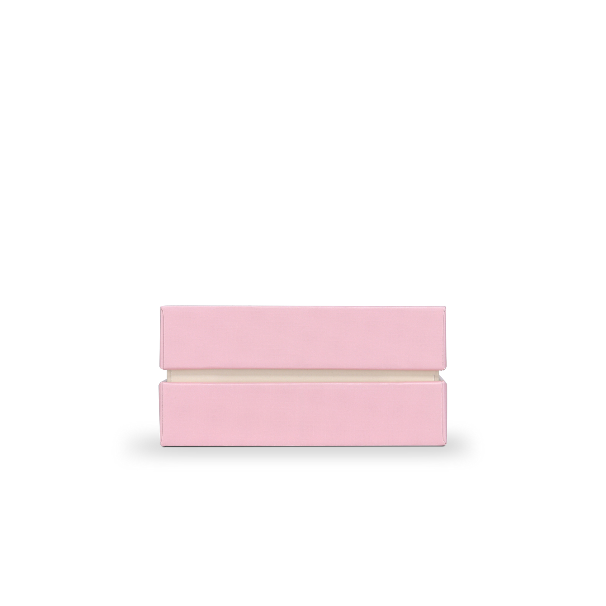 Boîte d'emballage de luxe personnalisée avec couvercle rose et texture toile hollandaise