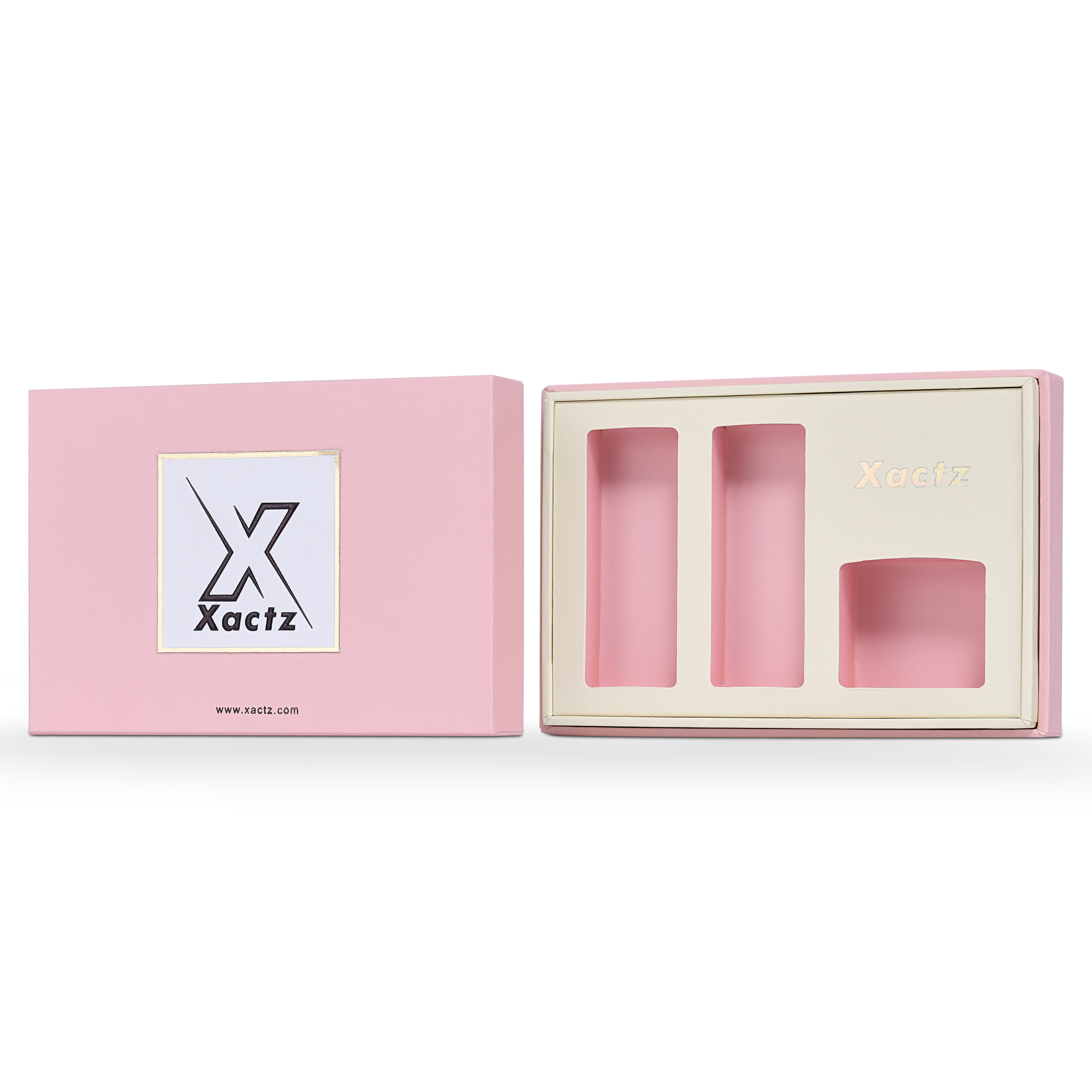 Boîte d'emballage de luxe personnalisée avec couvercle rose et texture toile hollandaise