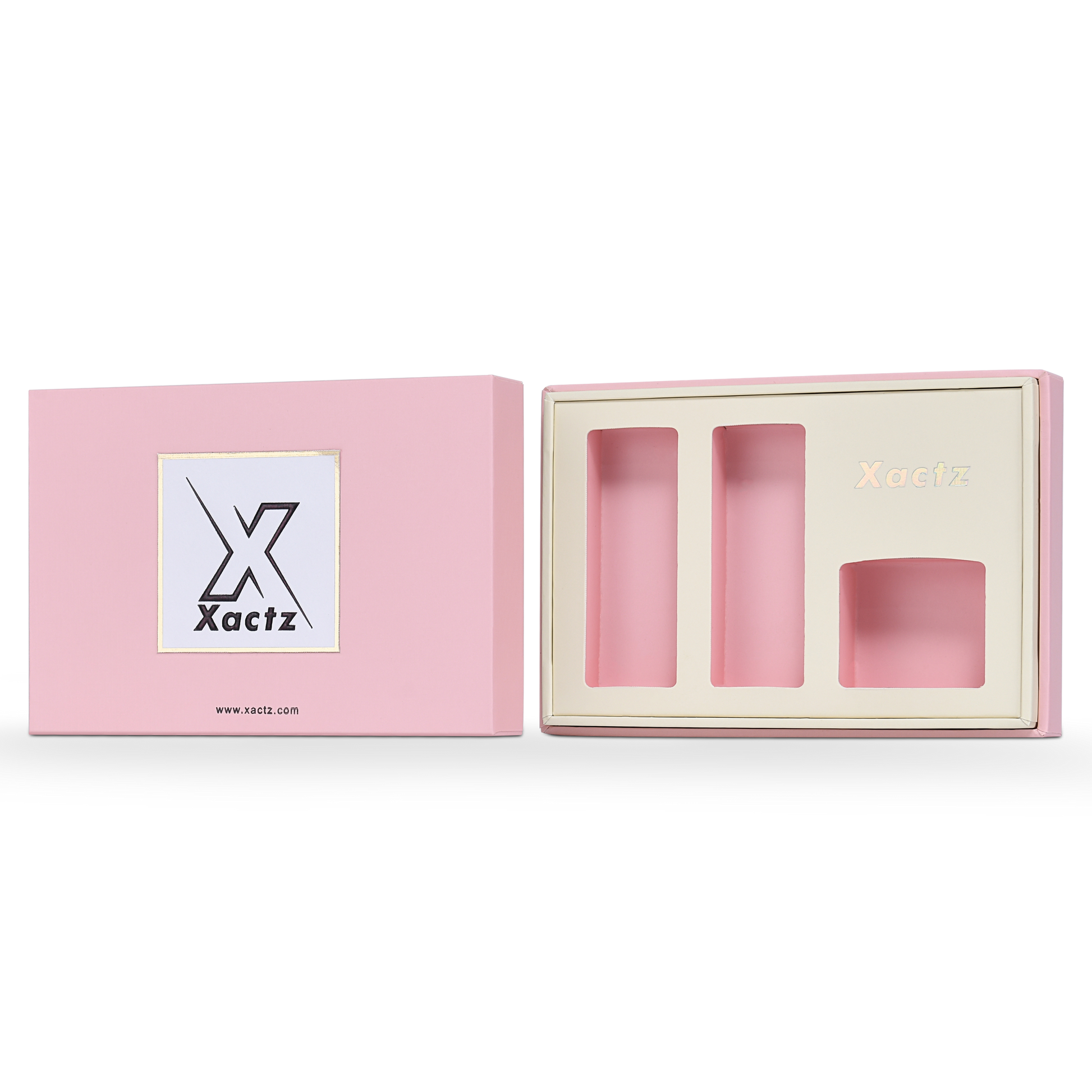 Boîte d'emballage de luxe personnalisée avec couvercle rose et texture toile hollandaise