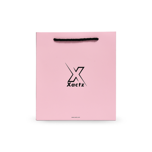 Premium Pink Shopping Bag with Black Foil and Twisted Rope Handles