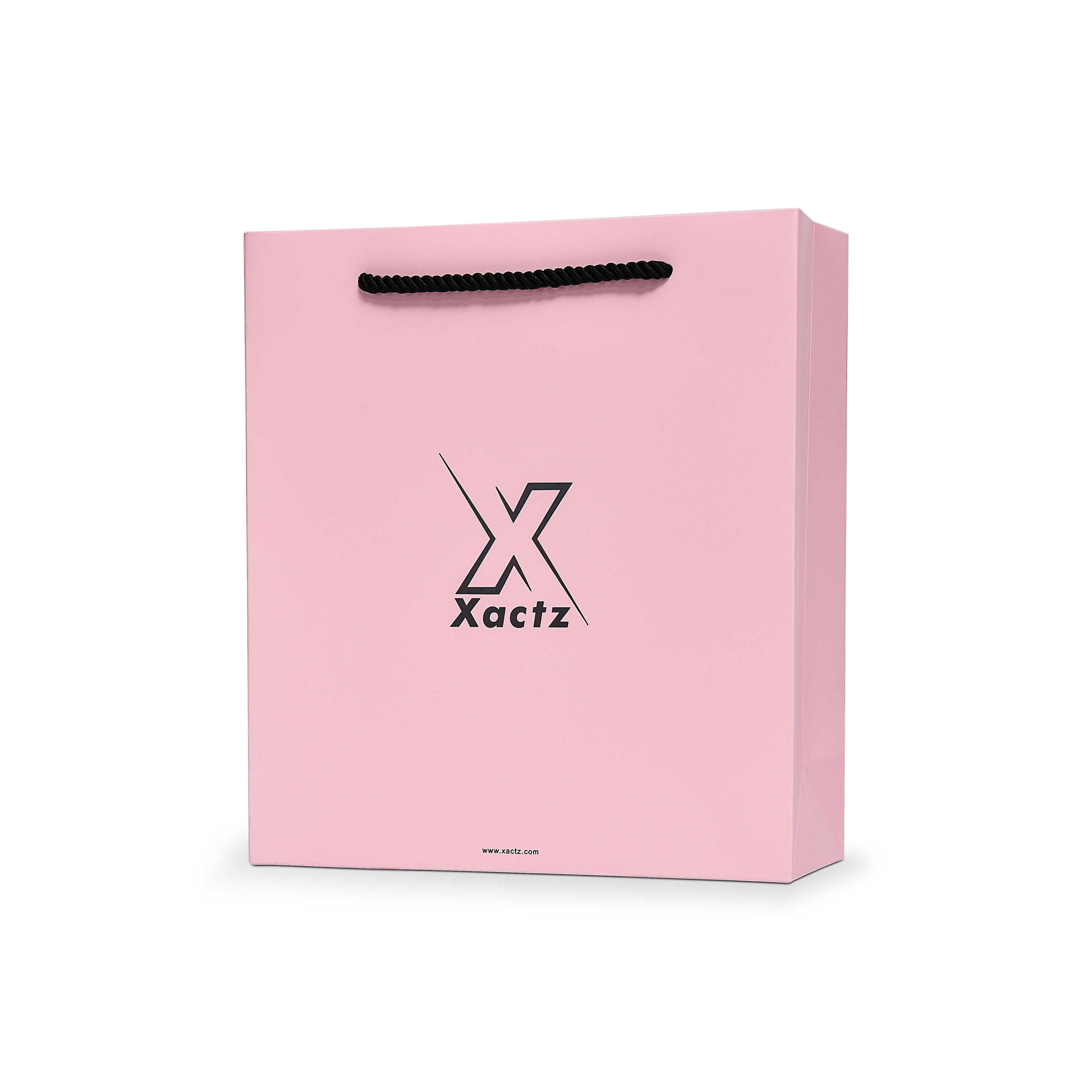 Premium Pink Shopping Bag with Black Foil and Twisted Rope Handles