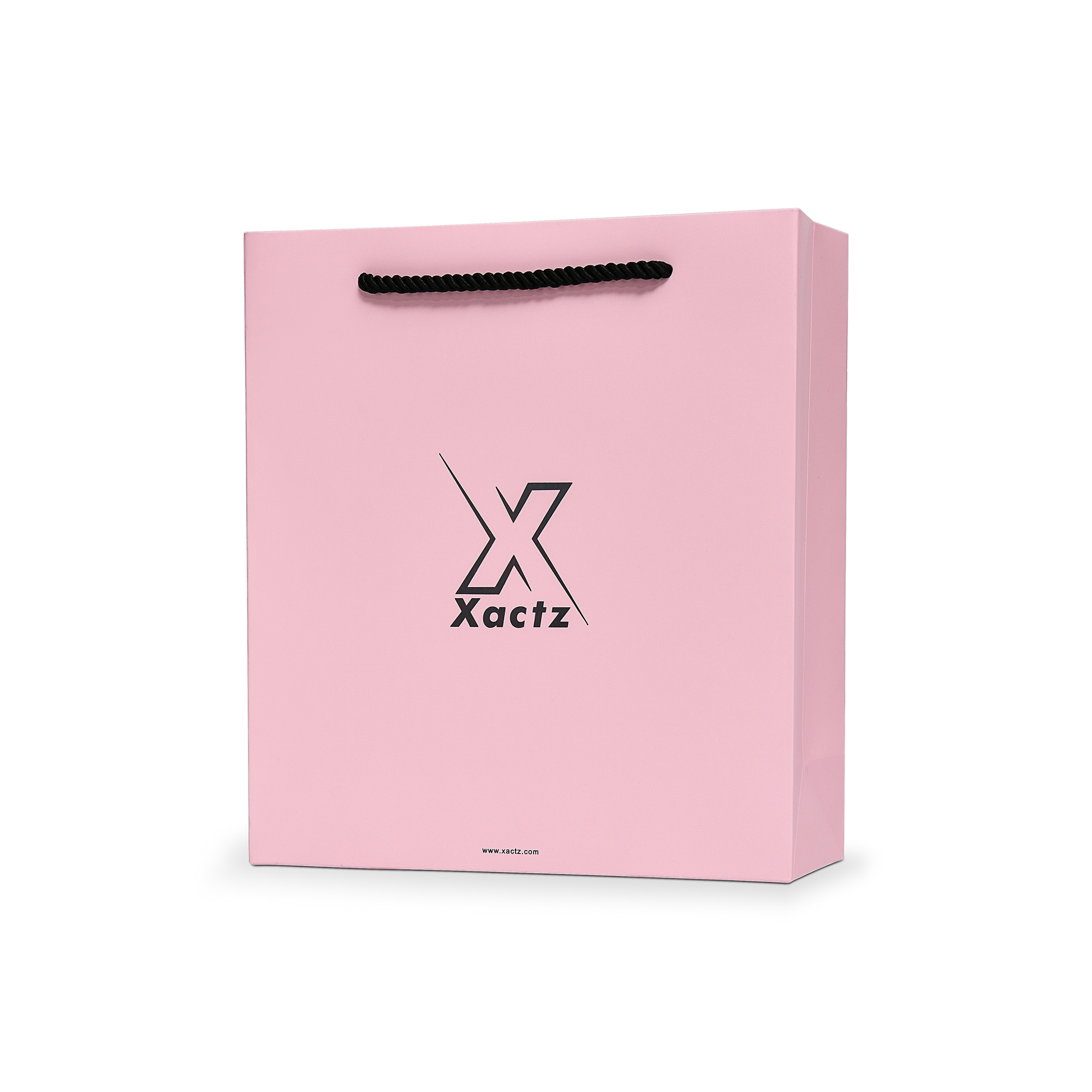 Premium Pink Shopping Bag with Black Foil and Twisted Rope Handles